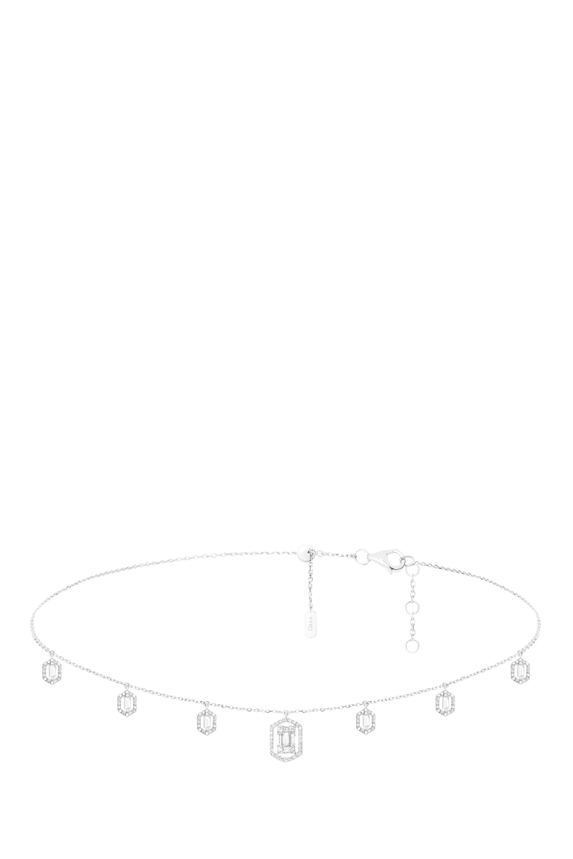 قلادة إيكلا مزينة بالماس، ذهب أبيض عيار 18 قيراط