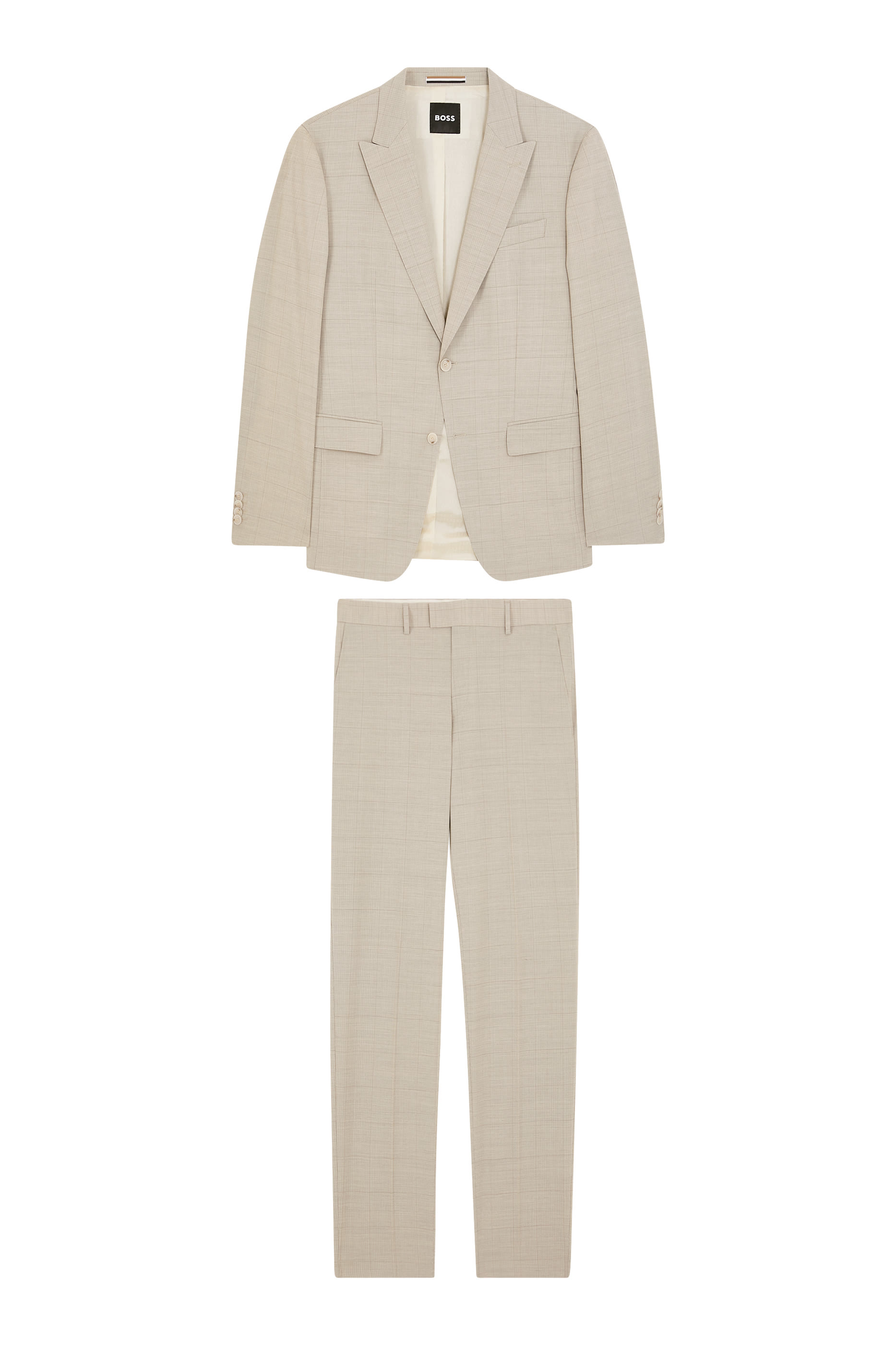 بدلة بقصة ضيقة صوف مطاطي بنقشة مربعات