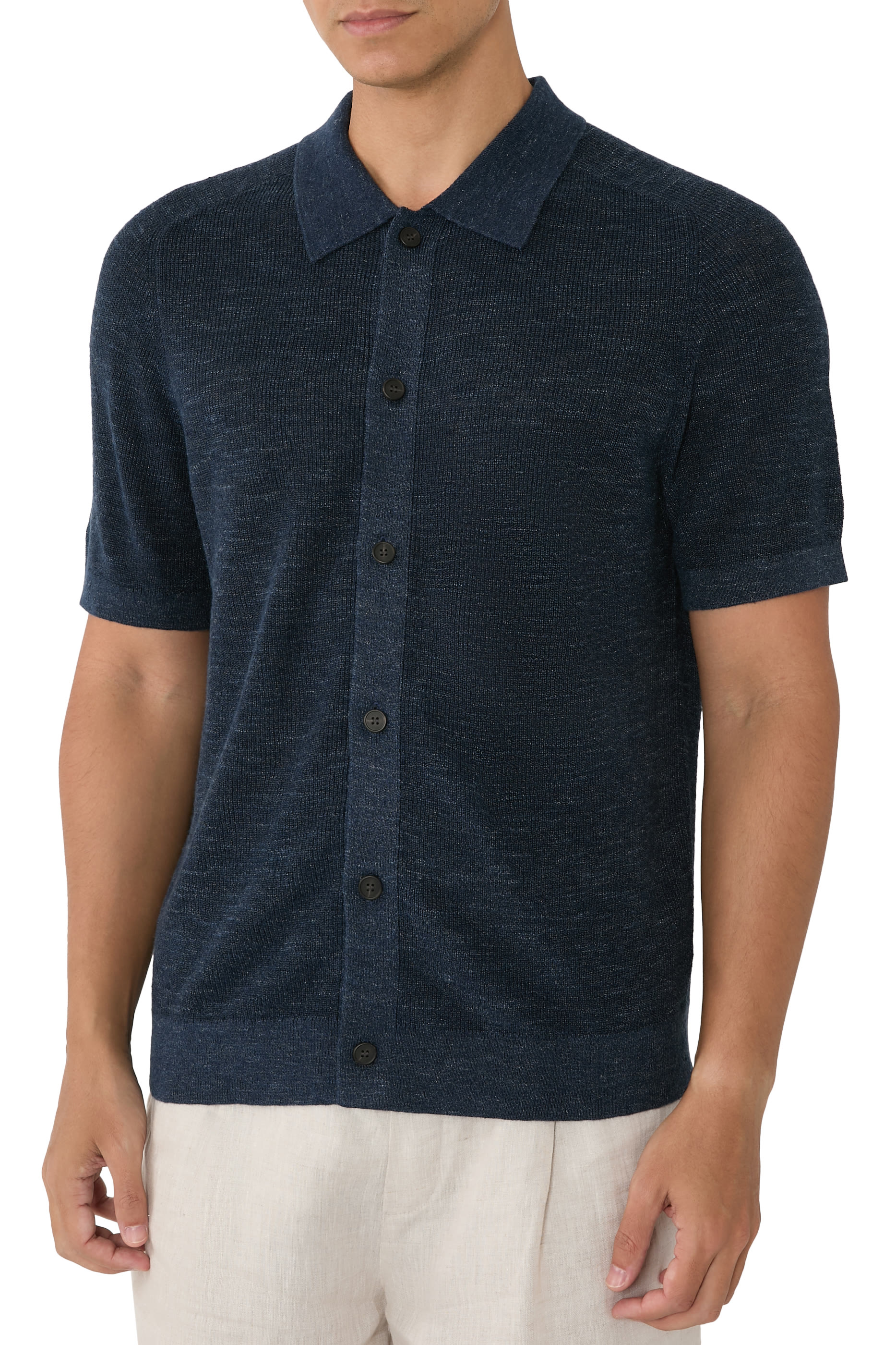 قميص بصف أزرار وأكمام قصيرة كتان باسيفيك