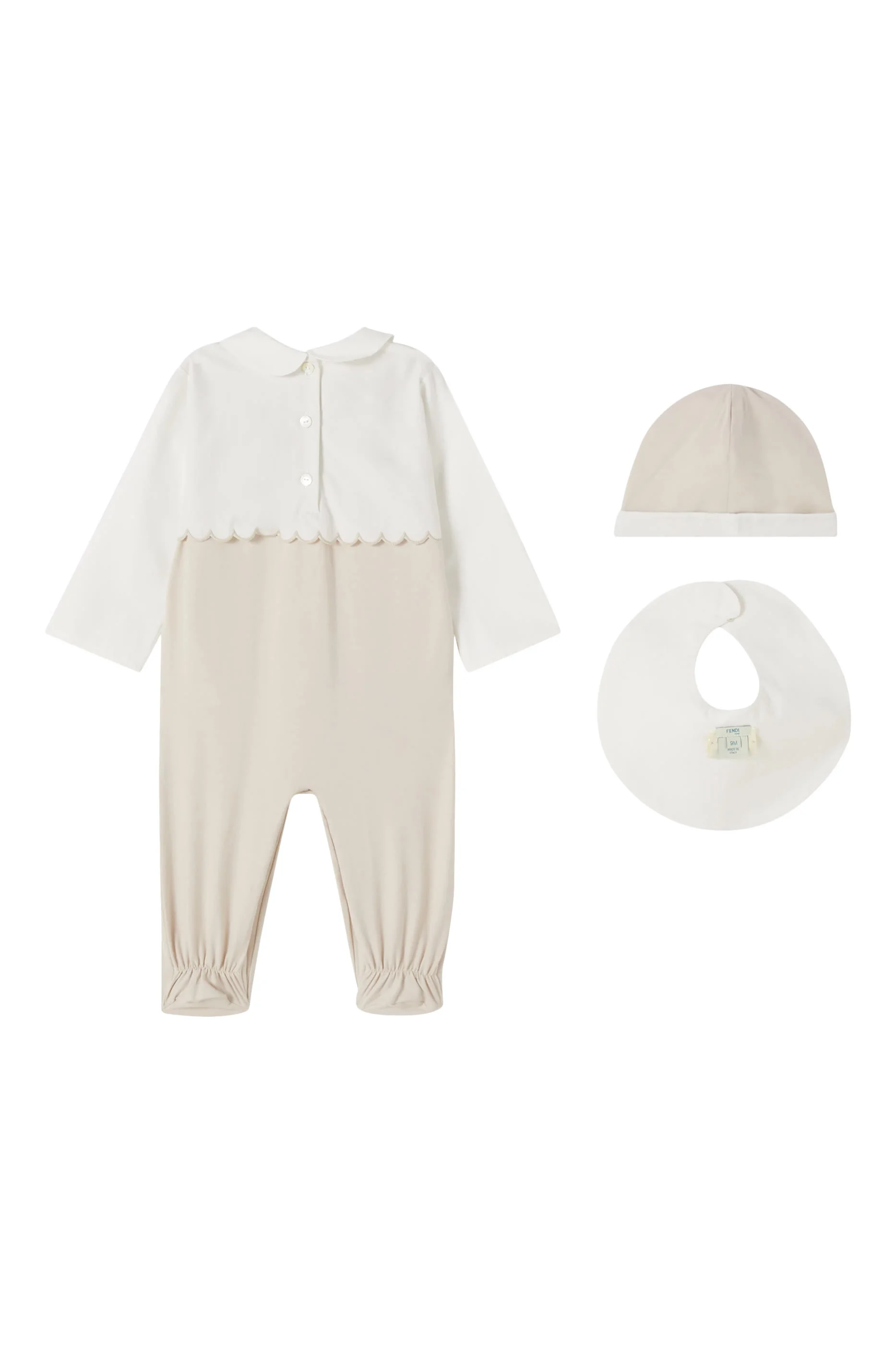  طقم بودي سوت، مريلة، وقبعة قطن للأطفال