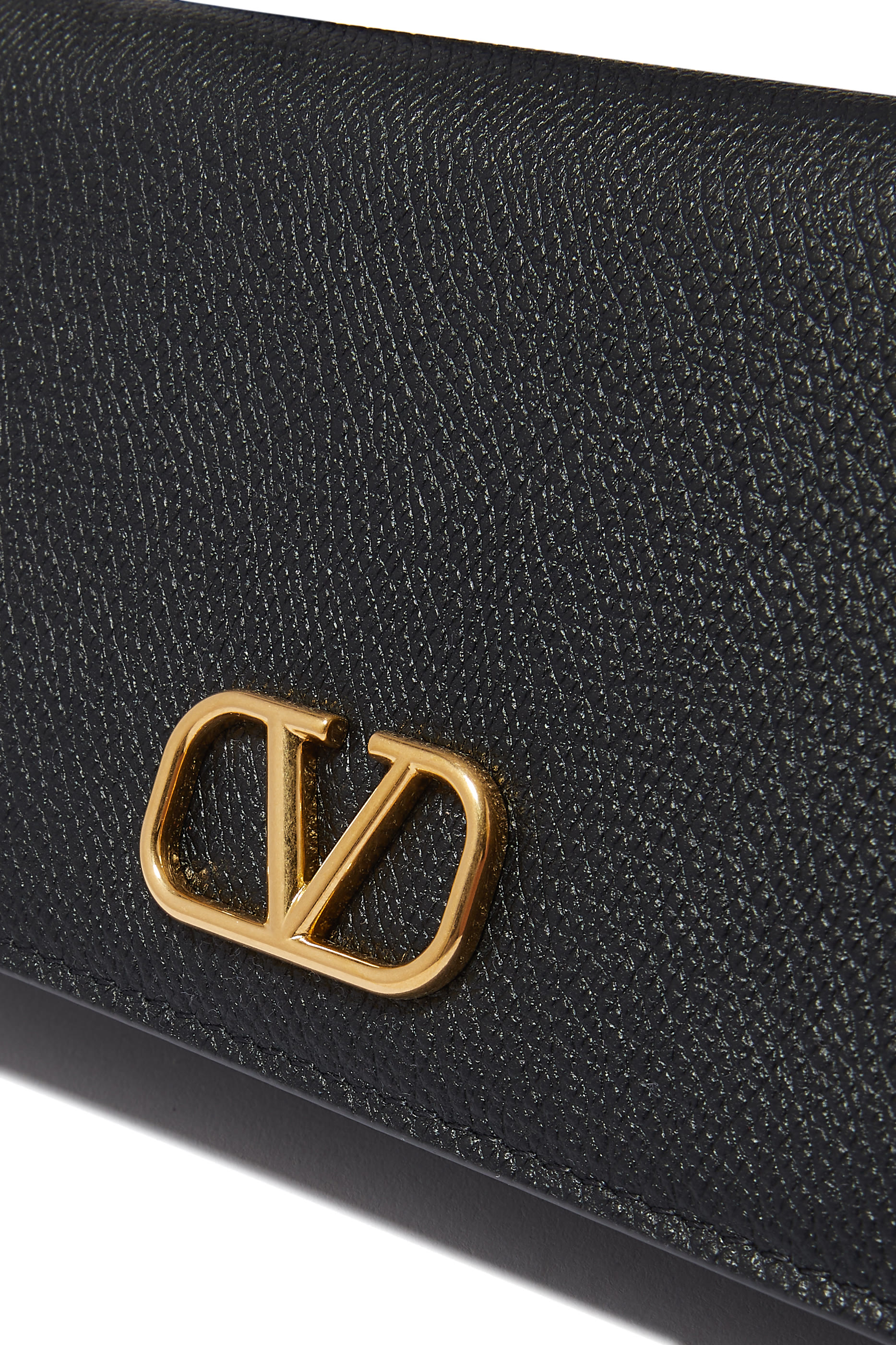 محفظة بشعار الماركة جلد عجل بارز الملمس