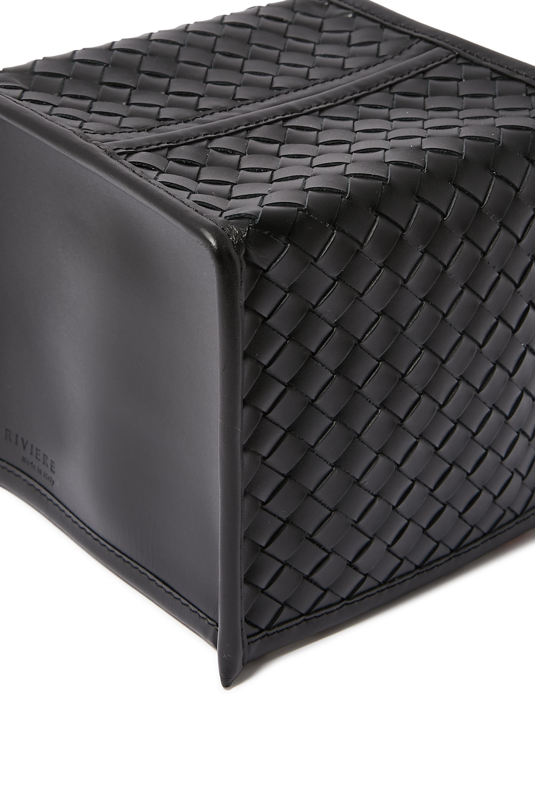 حامل مناديل جلد مجدول يدويا