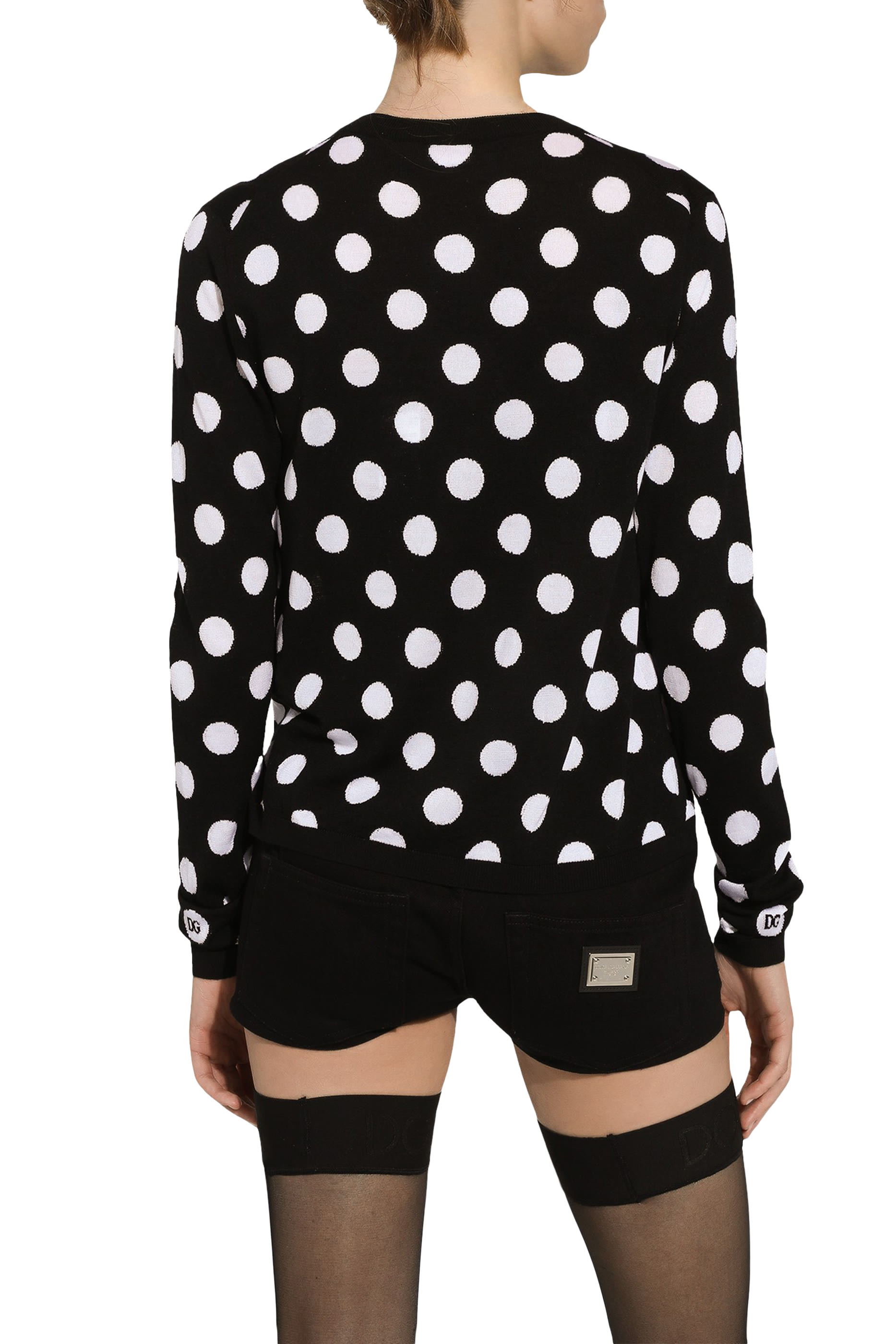 كارديغان بنقشة نقاط بولكا صوف وحرير