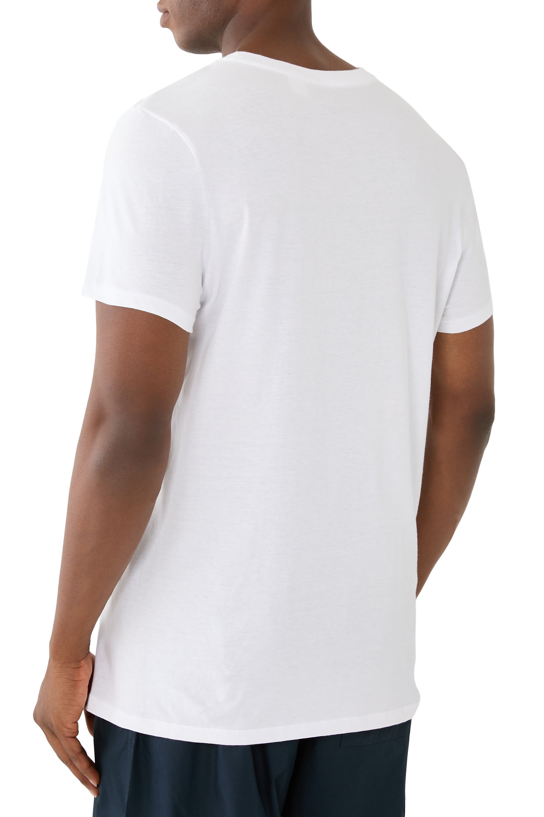 طقم تيشيرت كلاسيكي بياقة ضيقة قطن، 3 قطع