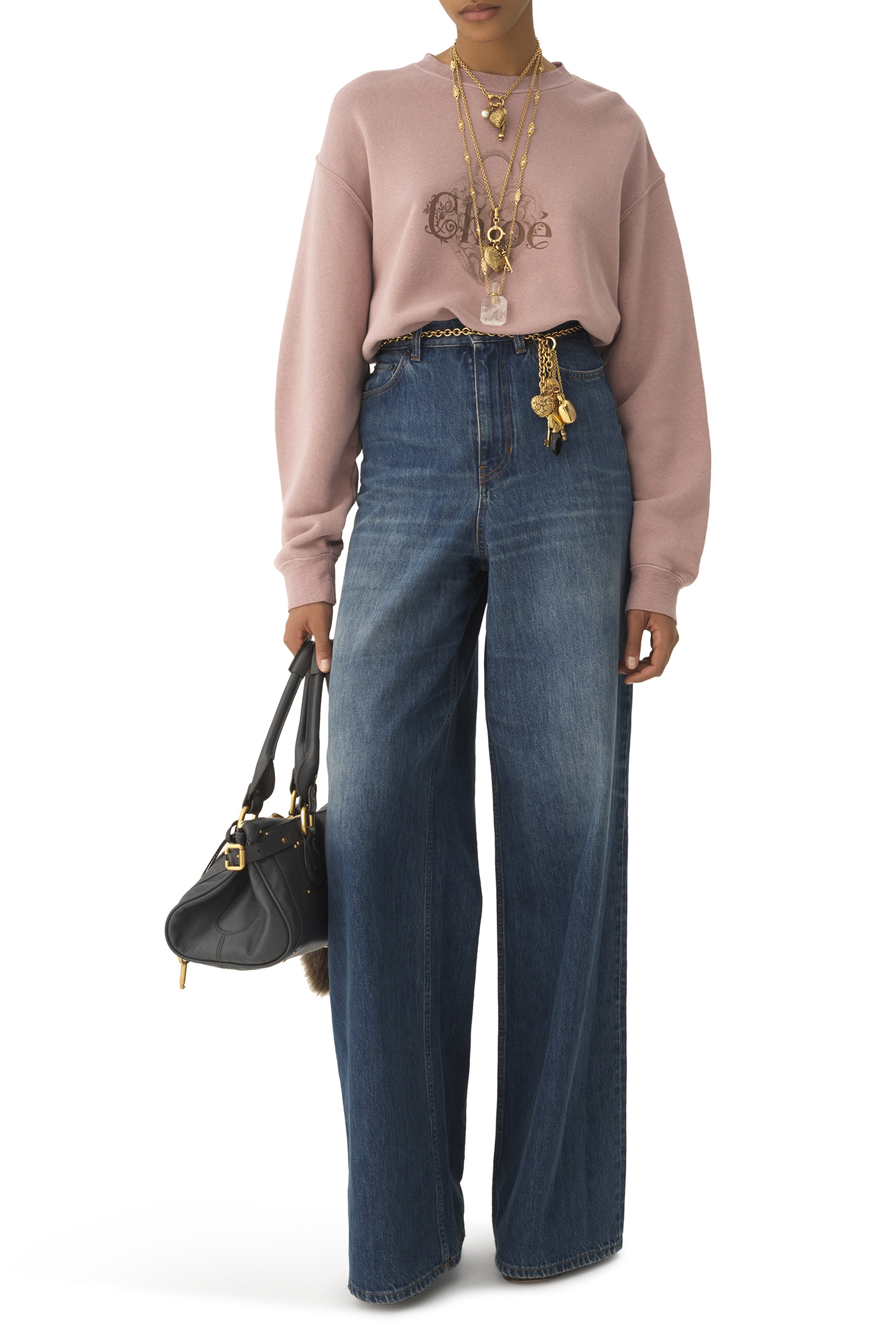 سترة بقصة فضفاضة وشعار الماركة صوف صيني