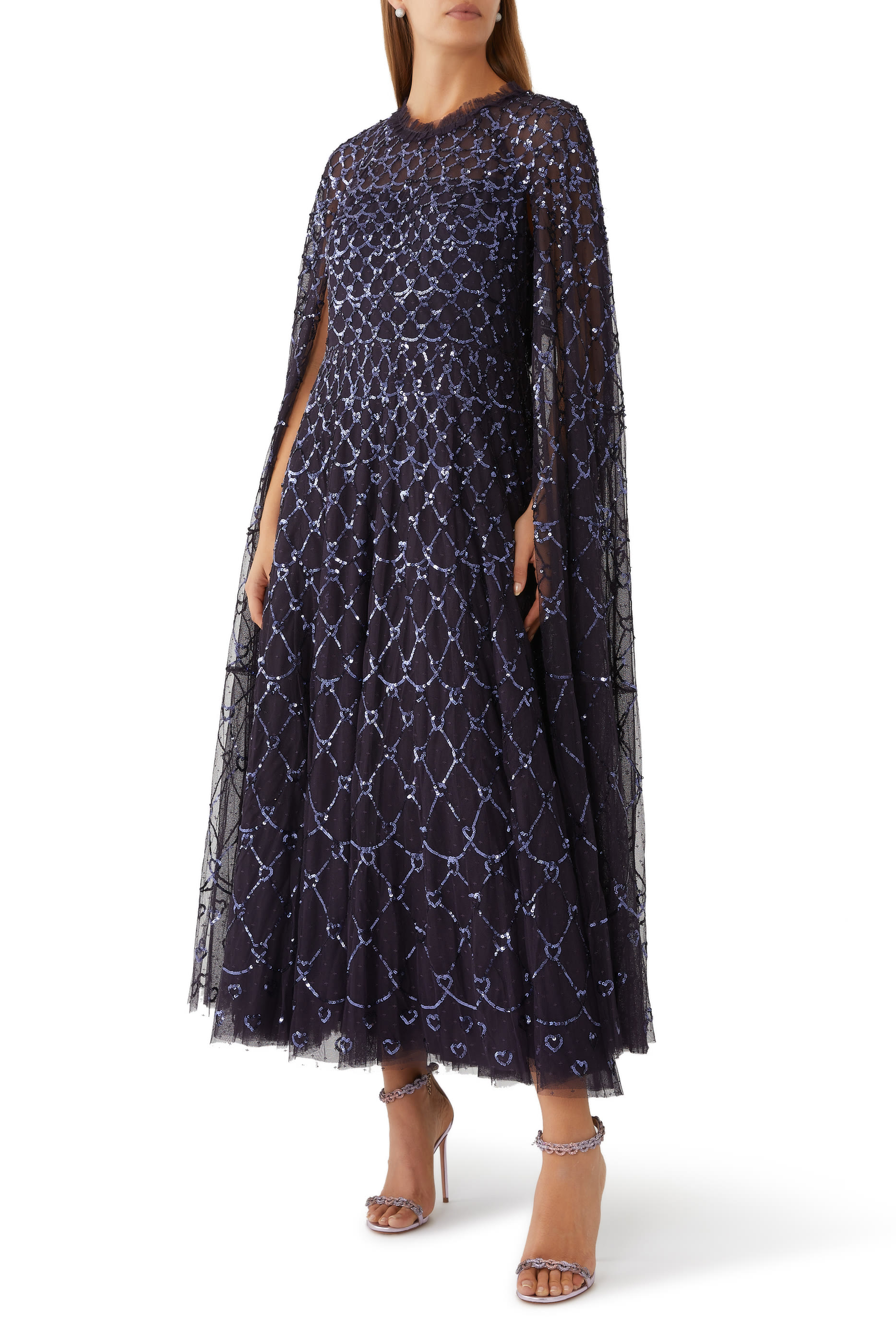 فستان سهرة هارت لاتيس بطول الكاحل