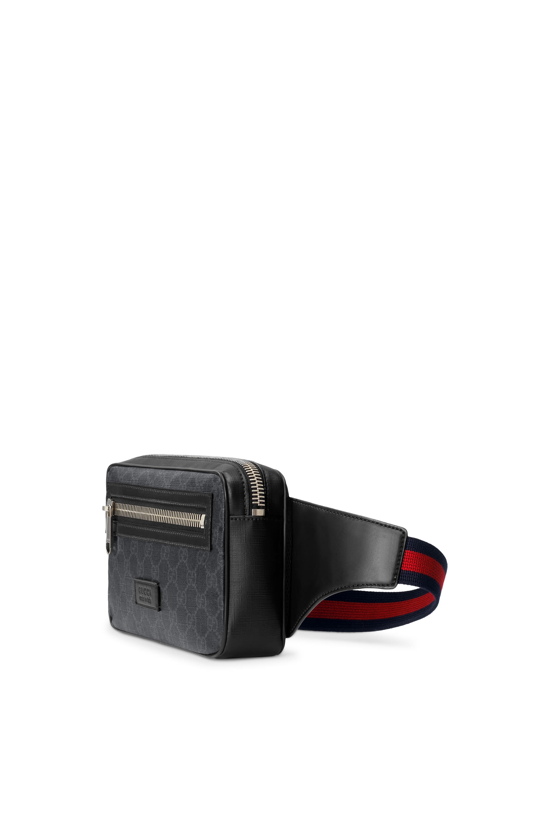 حقيبة خصر سوبريم سوداء بنقشة حرفي شعار الماركة