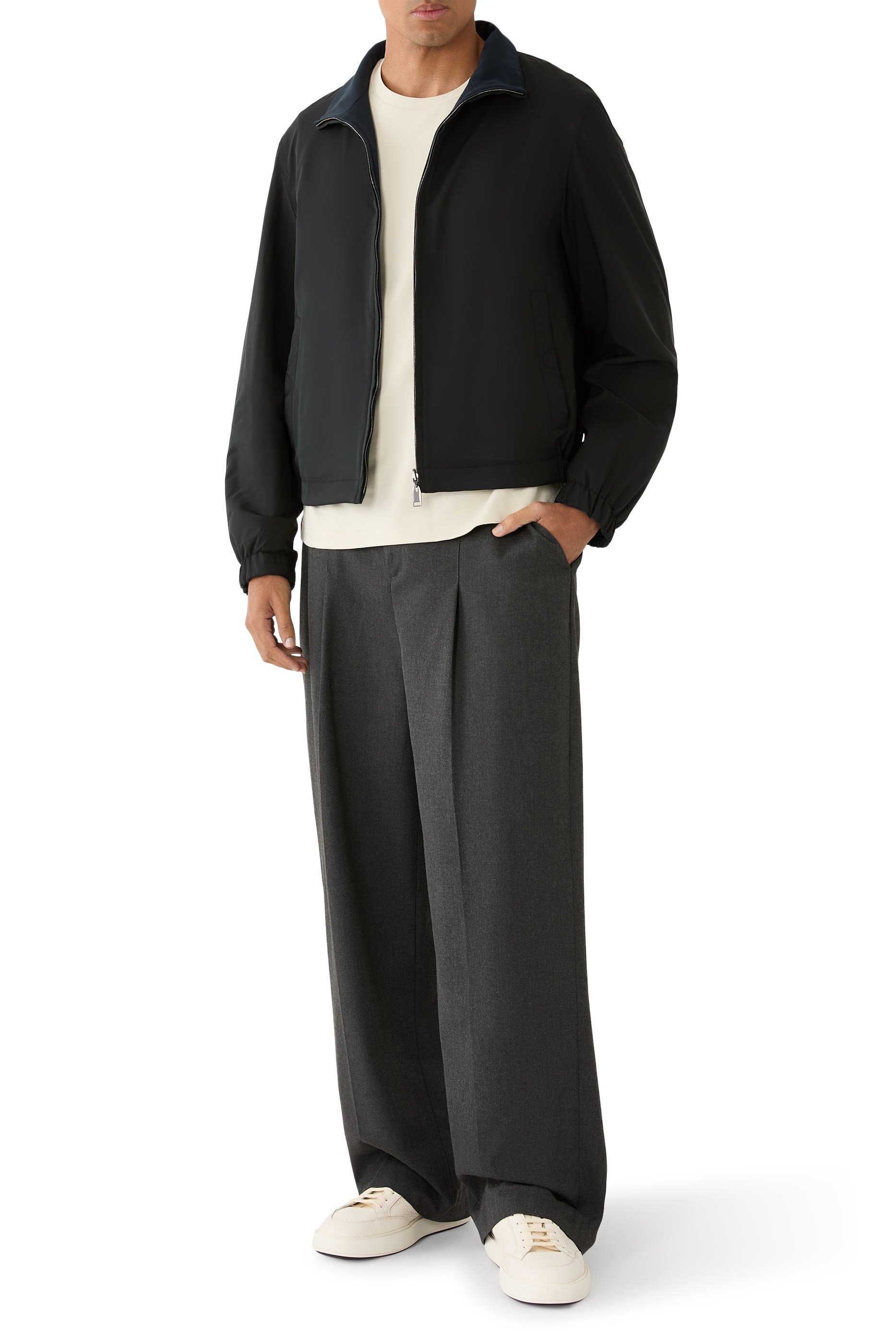 جاكيت بوجهين حرير مطاطي وقطن جيرسيه