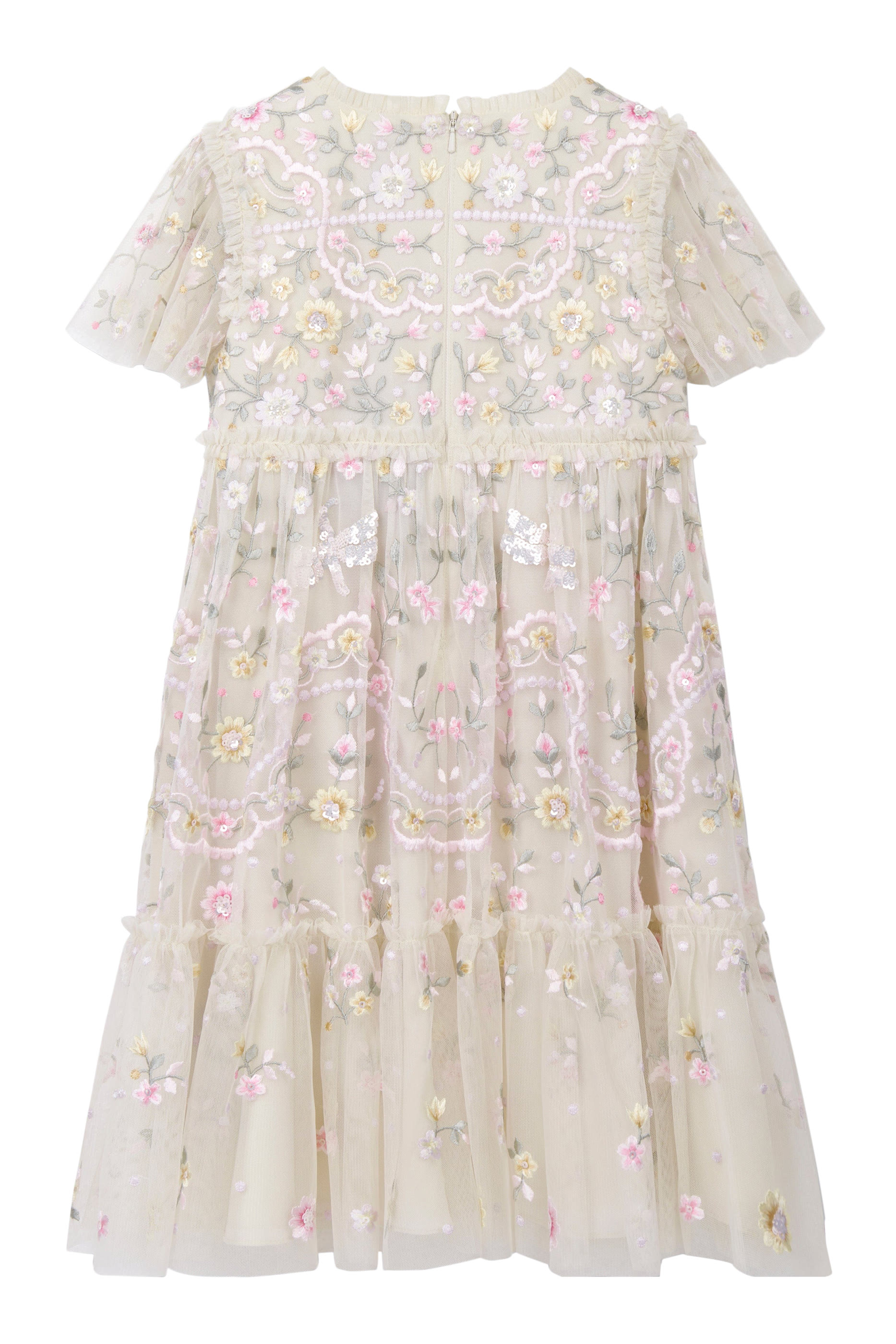فستان مطرز بنقشة زهور ويعسوب للأطفال