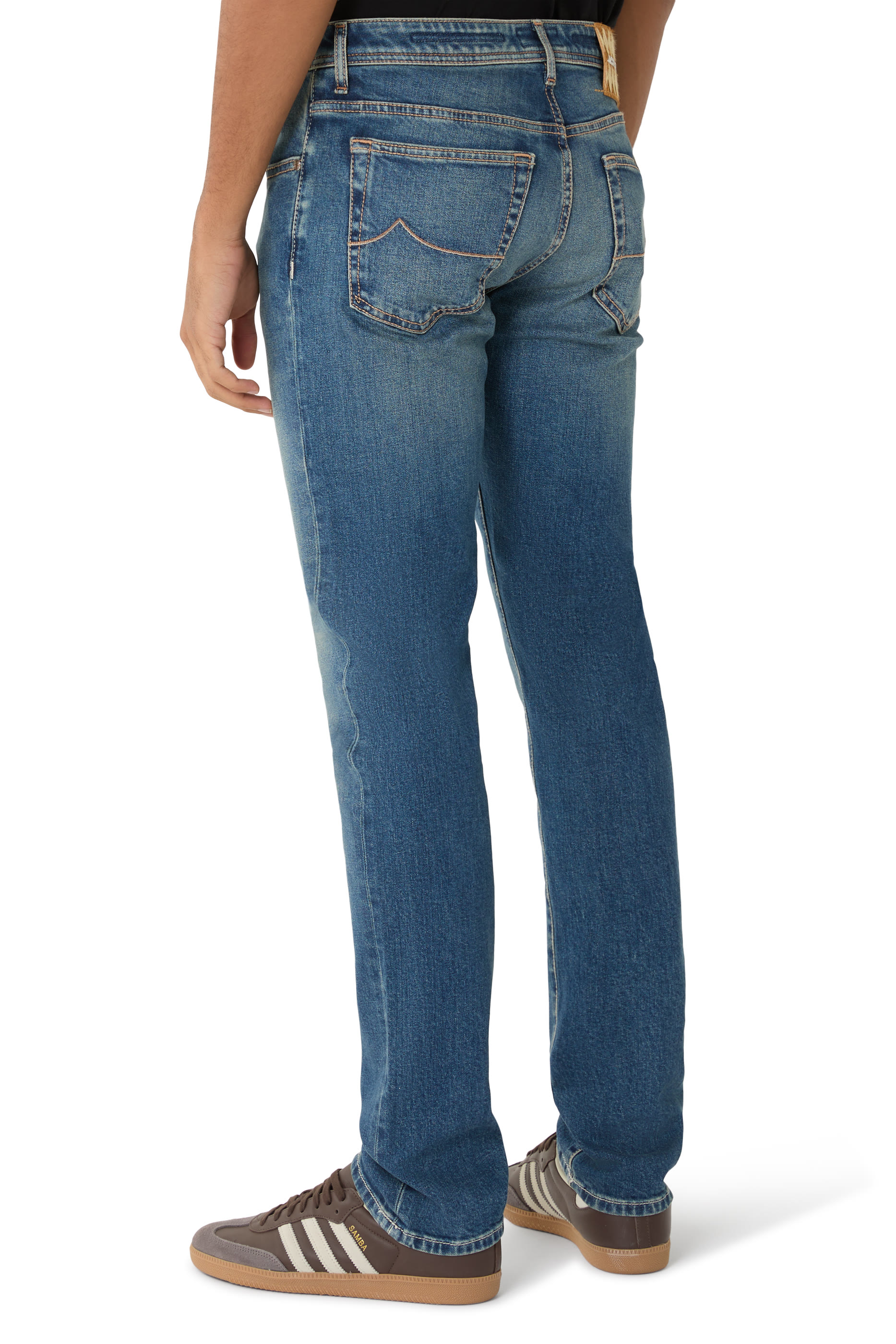 بنطال جينز بارد بقصة ضيقة عادية بخمس جيوب