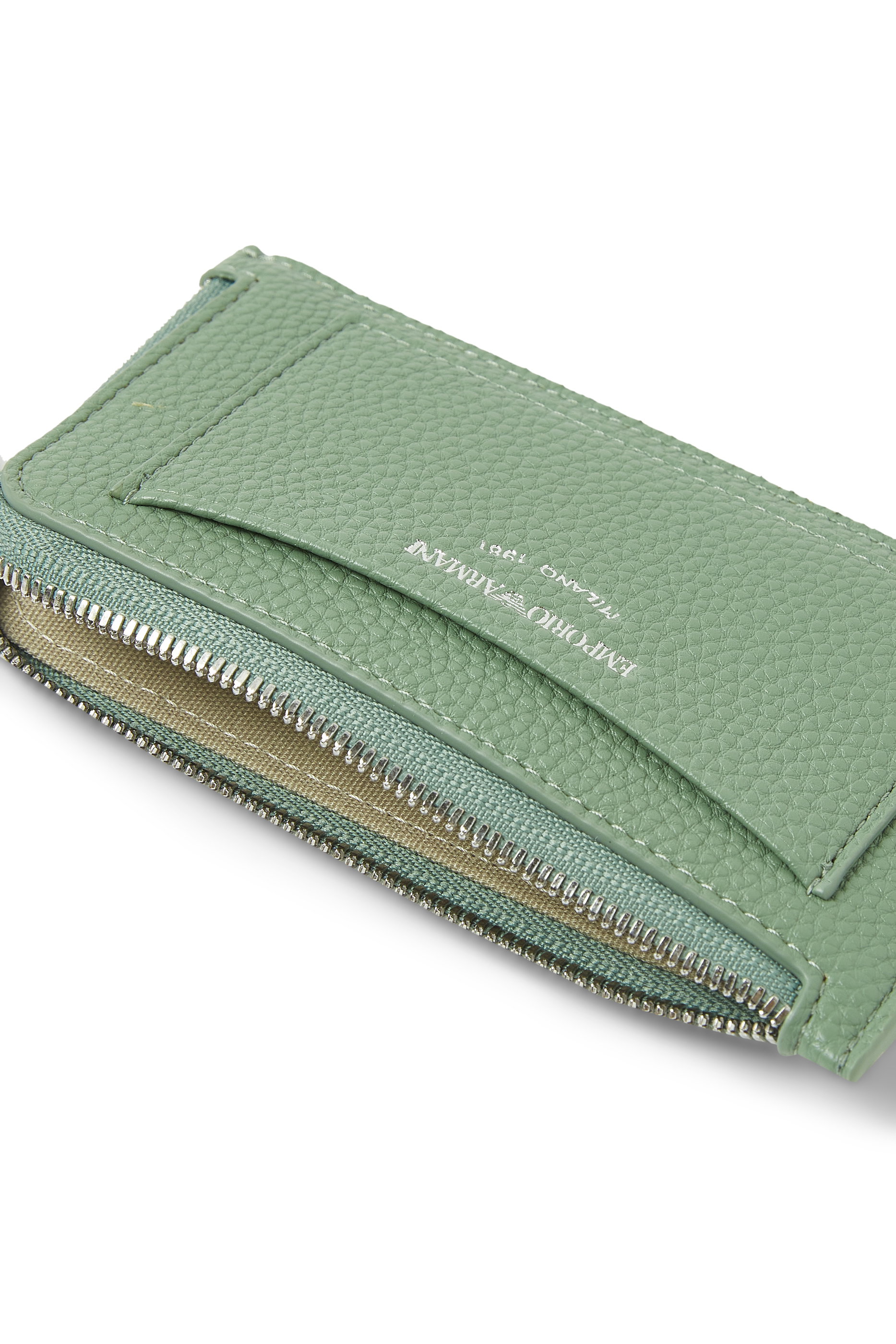 حافظة بطاقات بشعار الماركة بنقشة جلد الغزال