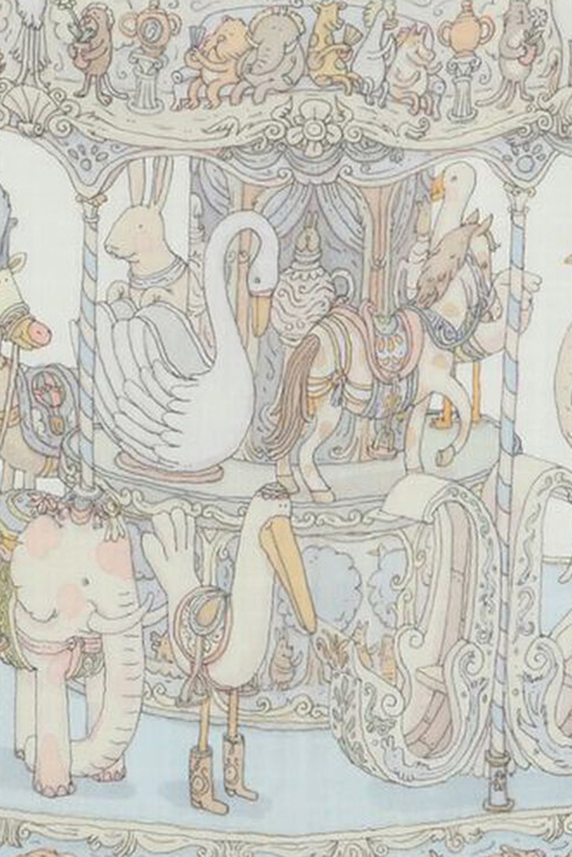 طقم بنقشة كاروسيل قطن عضوي للأطفال