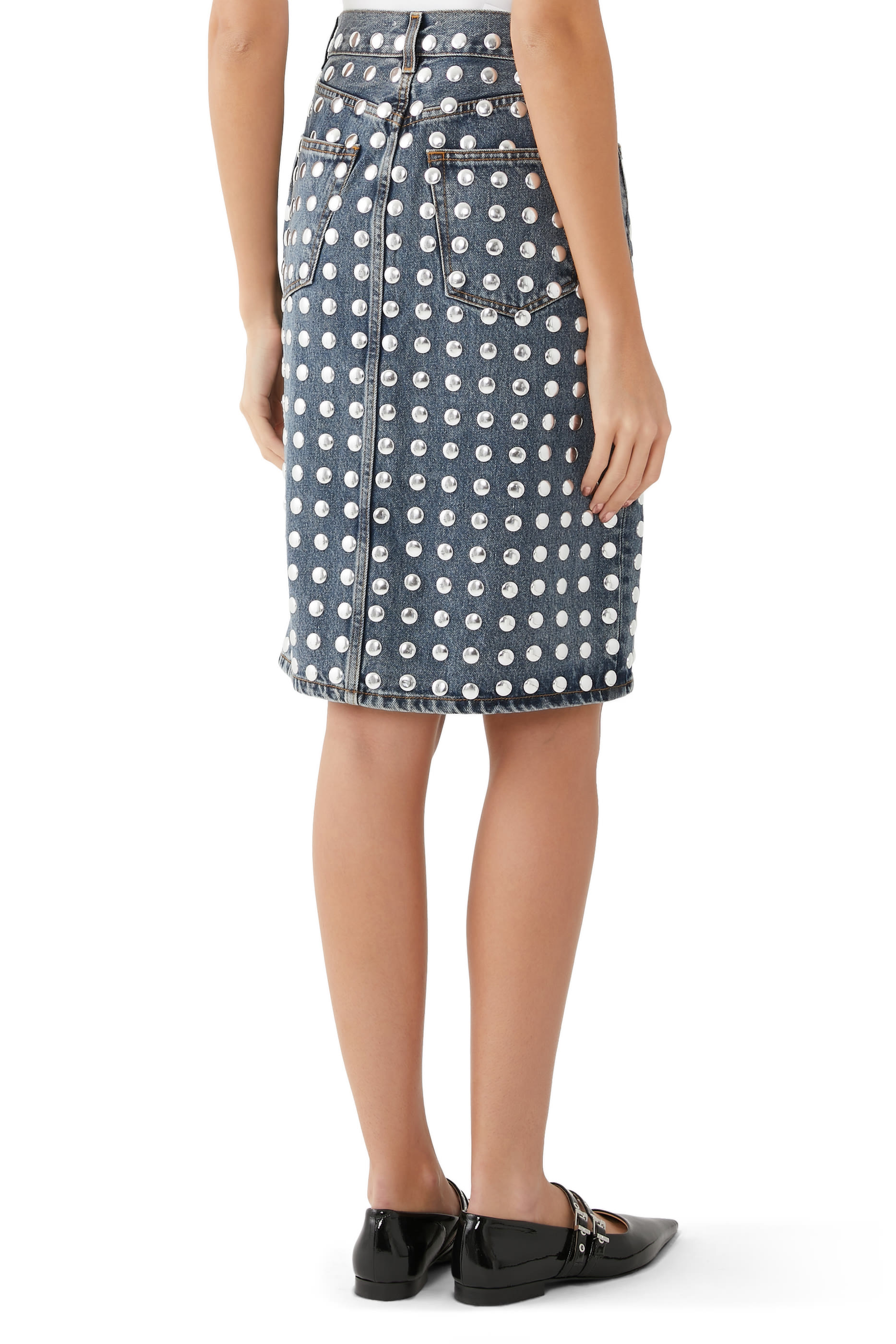 تنورة ستورمي متوسطة الطول بحلي