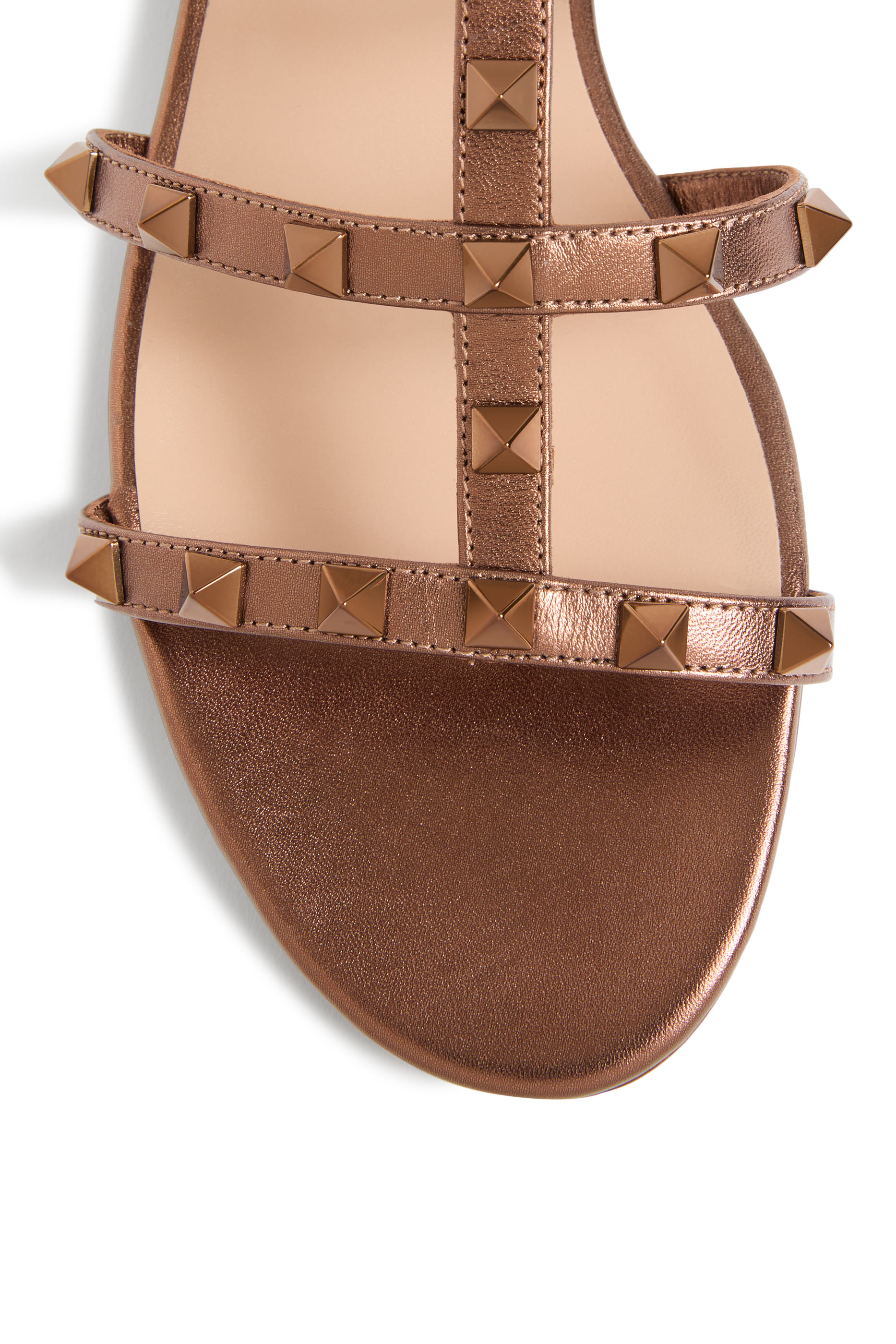 Rockstud Flat Metallic Nappa Slide Sandals