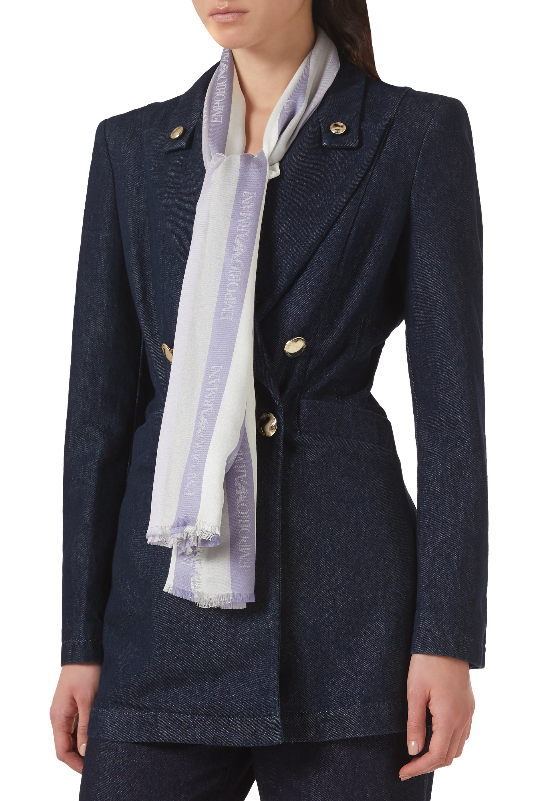 وشاح مخطط بنقشات شعار الماركة جاكار