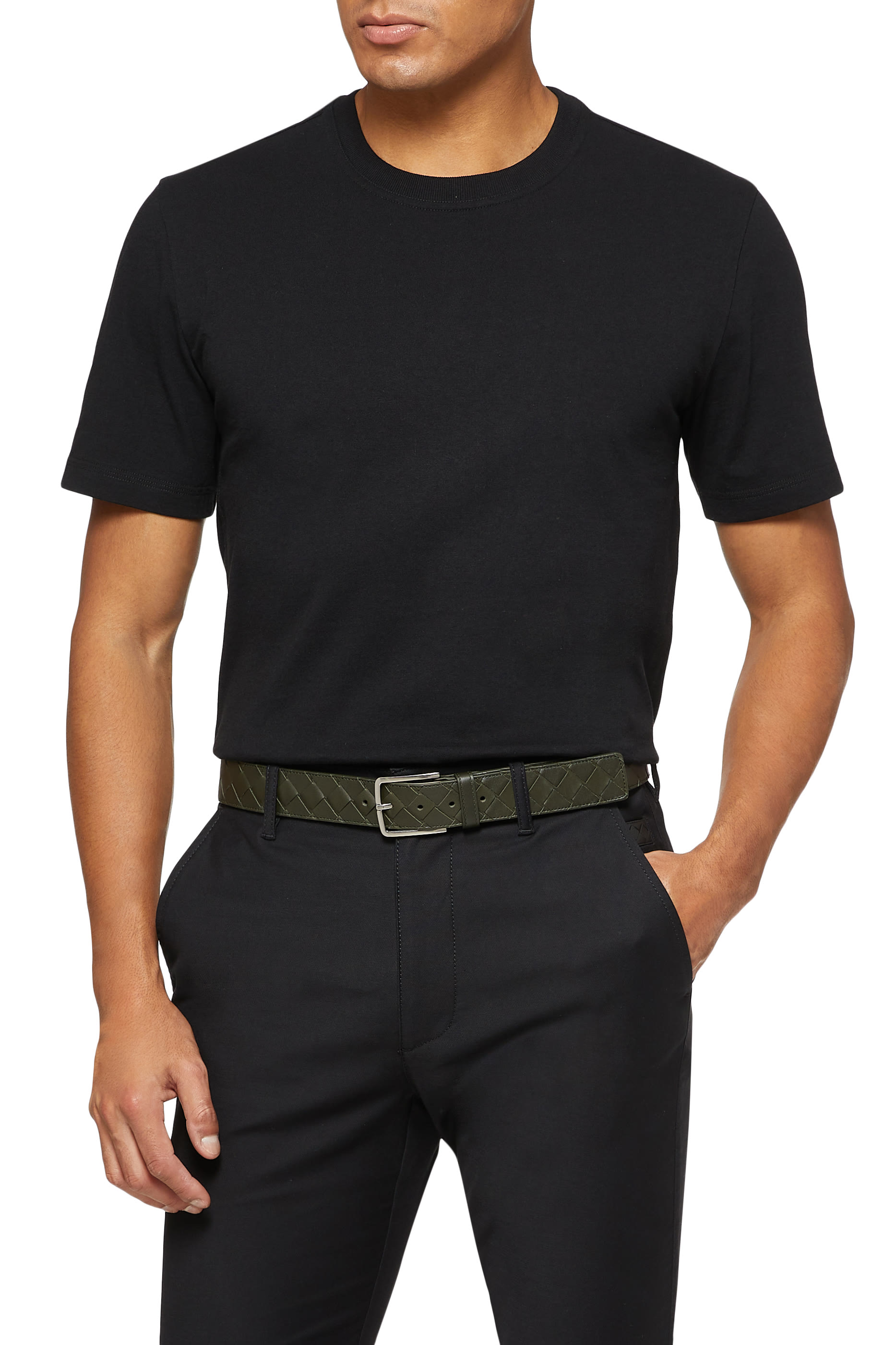 حزام جلد بتصميم مجدول