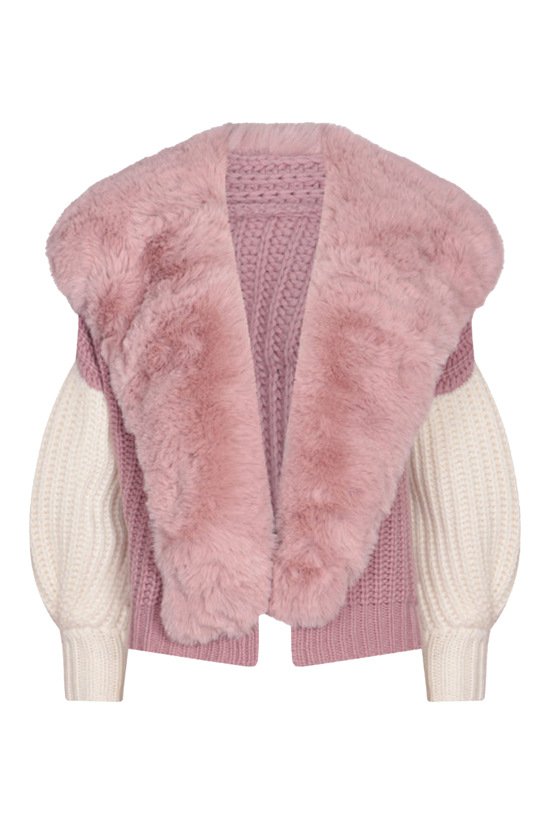 كارديجان بلونين وياقة من فرو صناعي