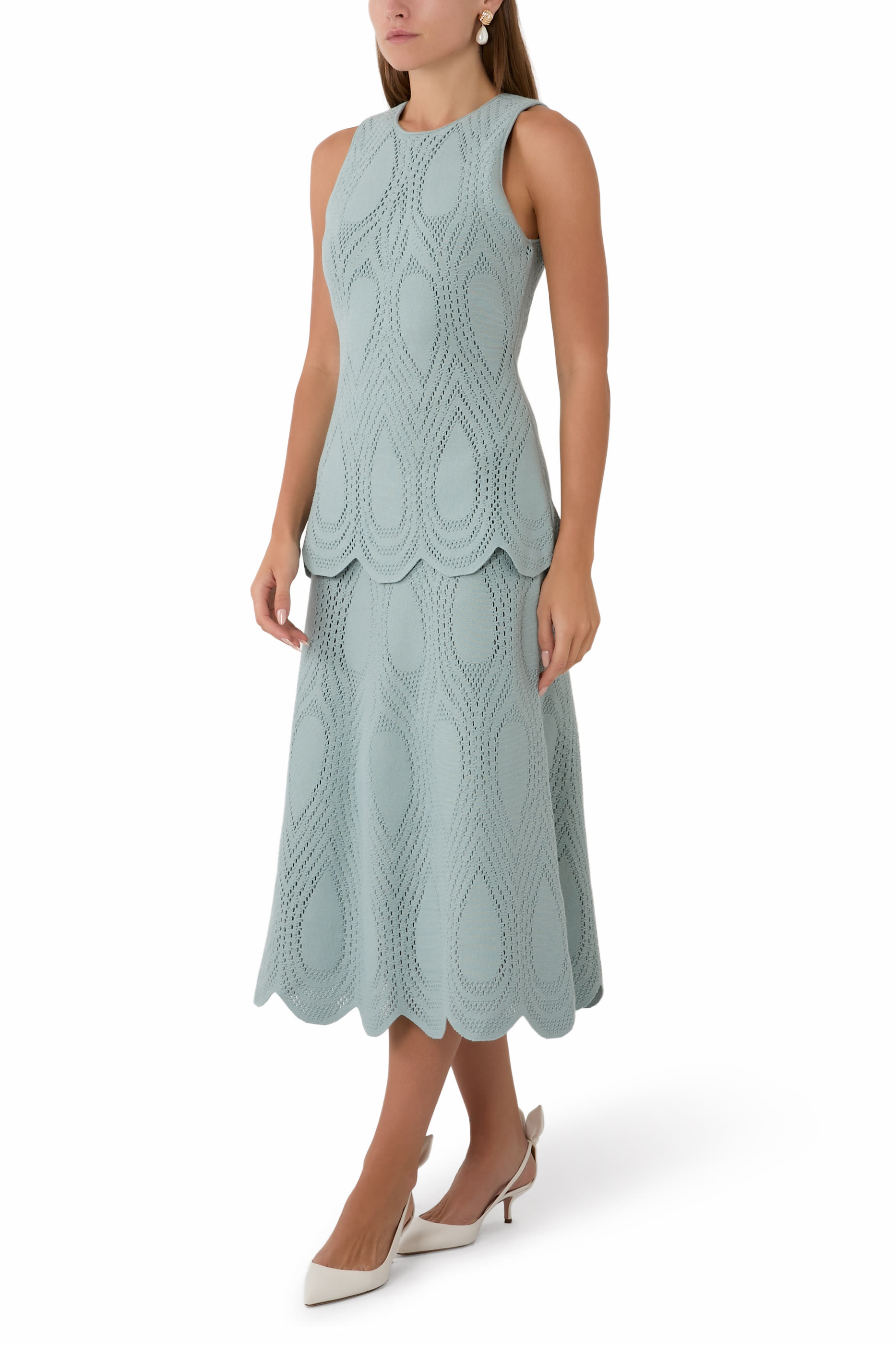 فستان زاندرا منسوج متوسط الطول