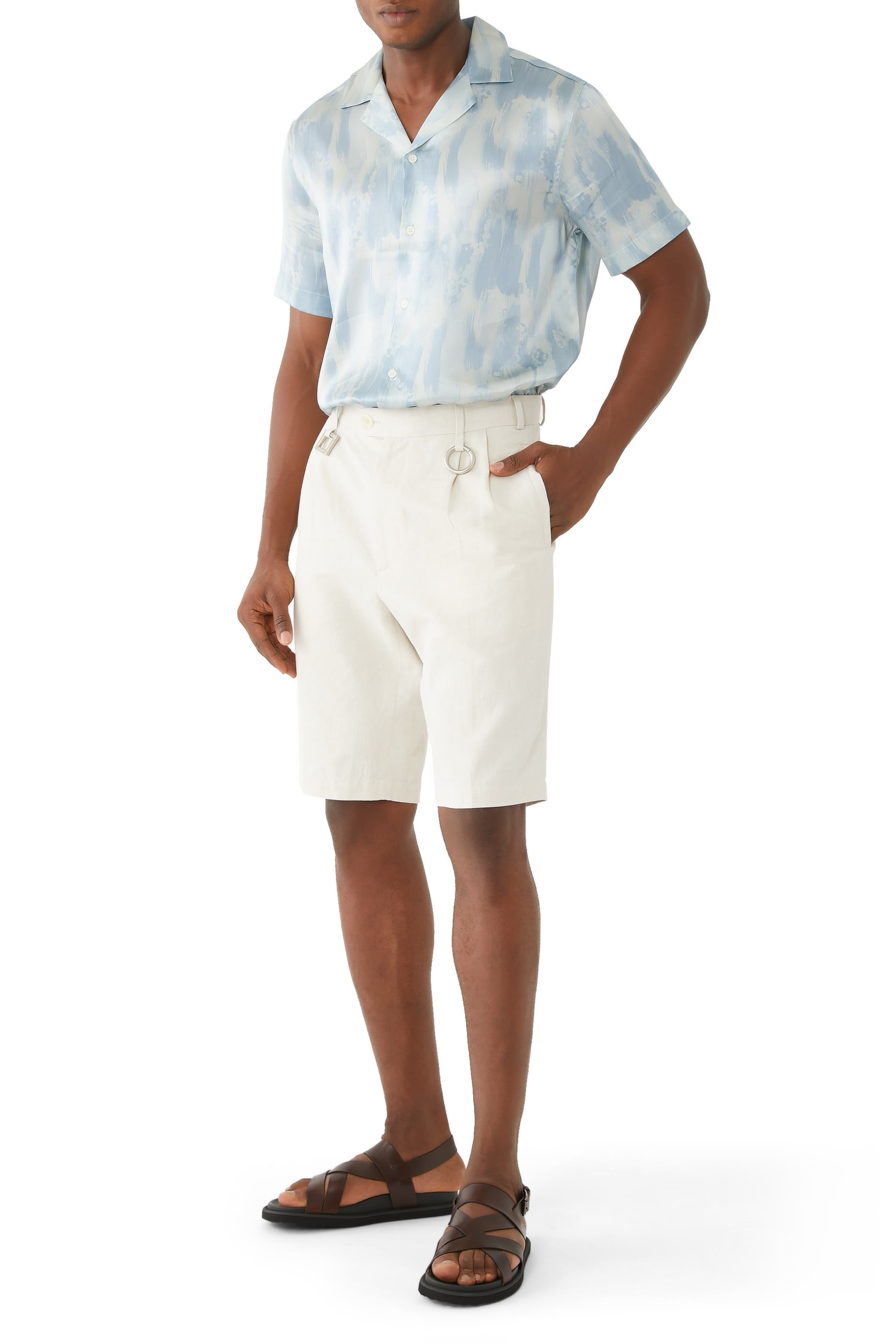 قميص روبرتو حرير بنقشة منظر بحري