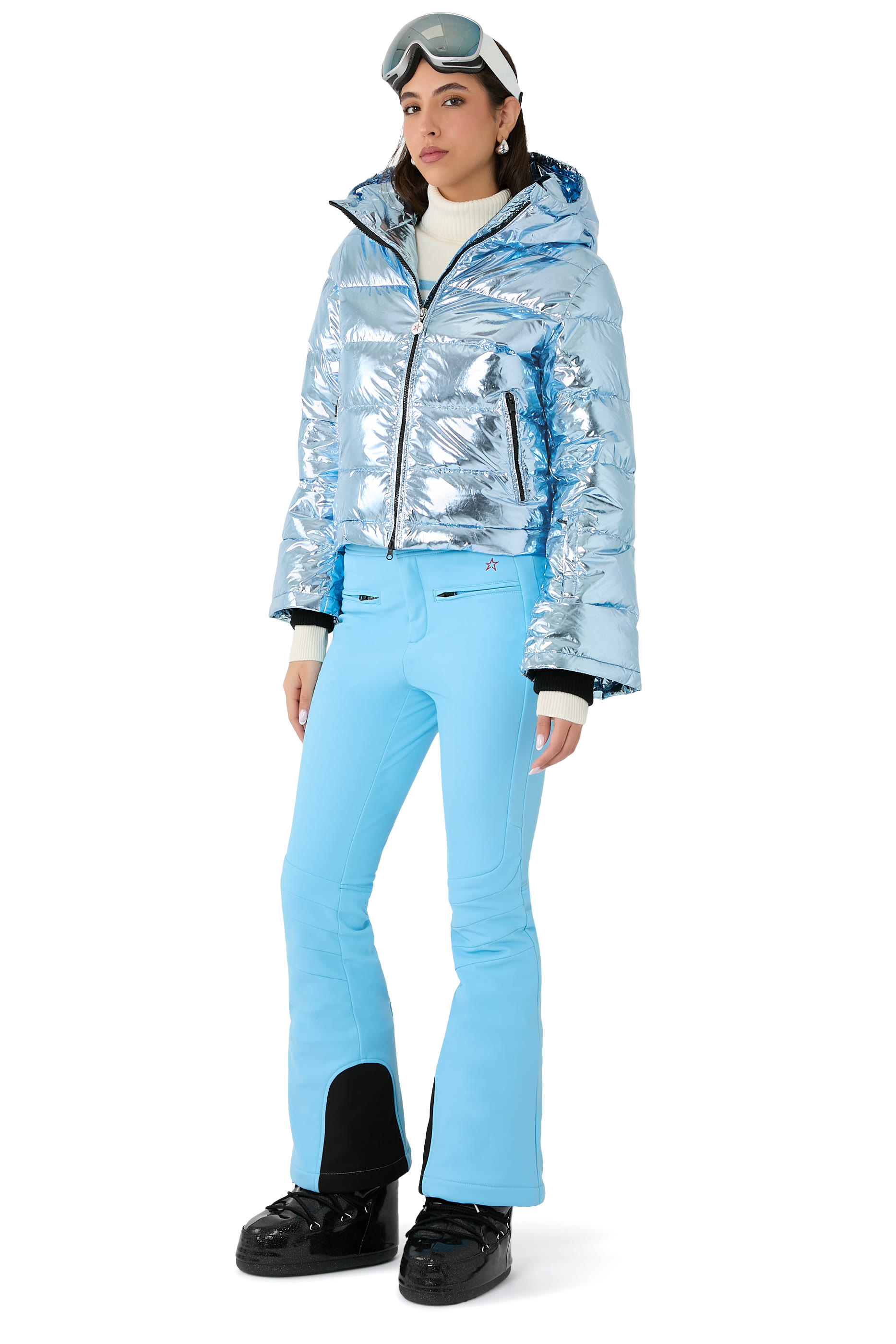 جاكيت بولار بقصة واسعة وتصميم مبطن قماش لامع