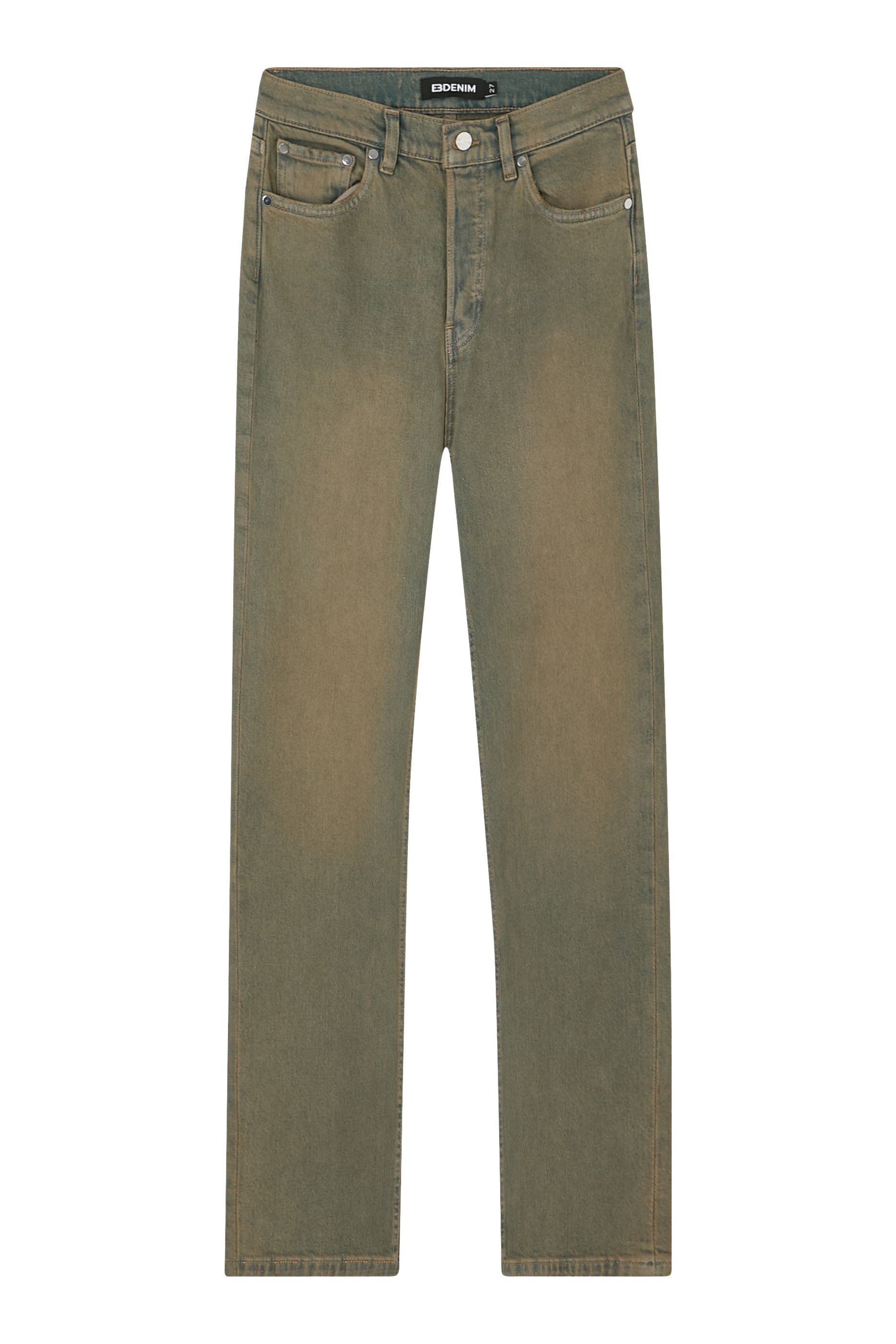 بنطال جينز بقصة مستقيمة وخصر مرتفع