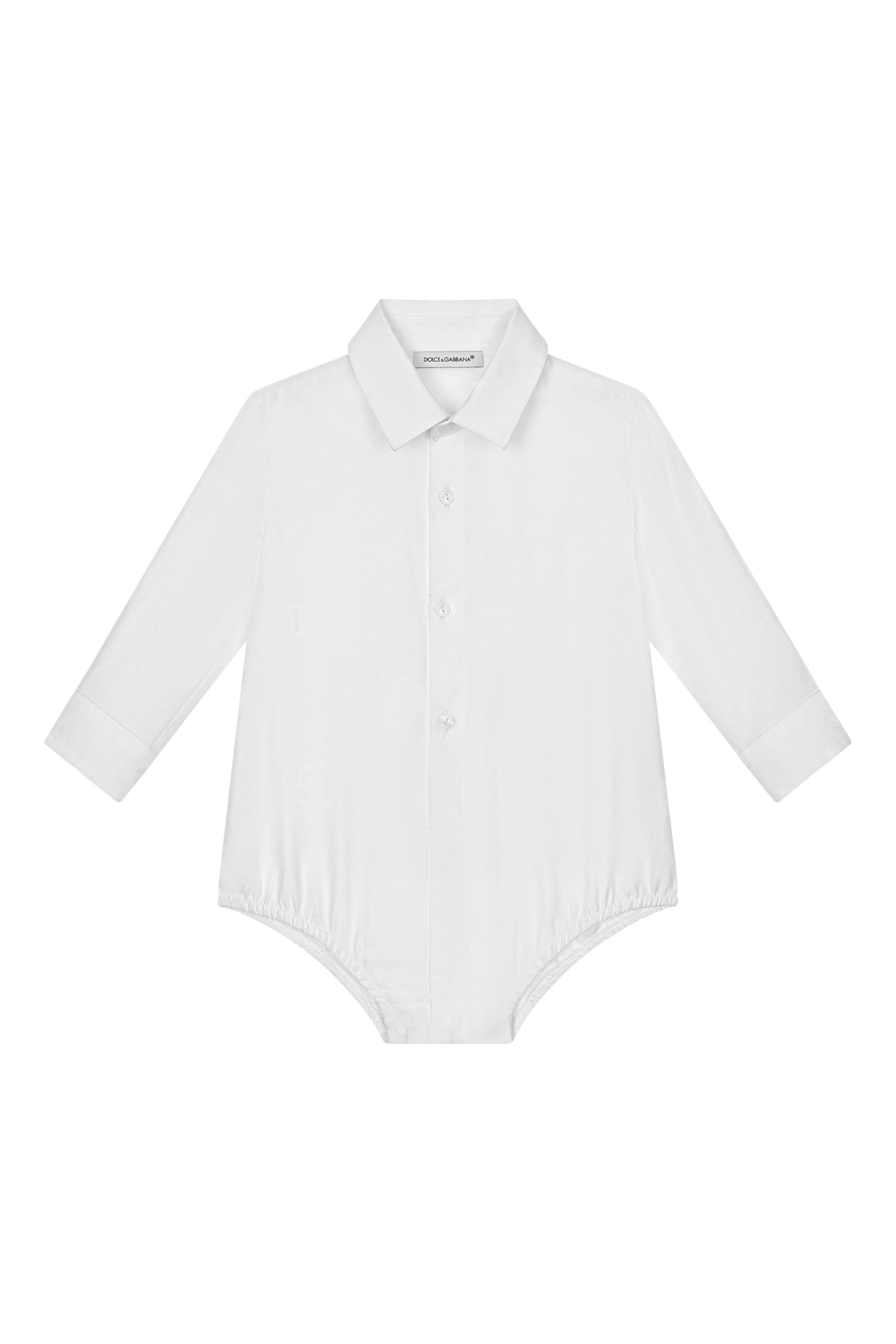 لباس قطعة واحدة بتصميم قميص وشعار الماركة بوبلين جاكار للأطفال