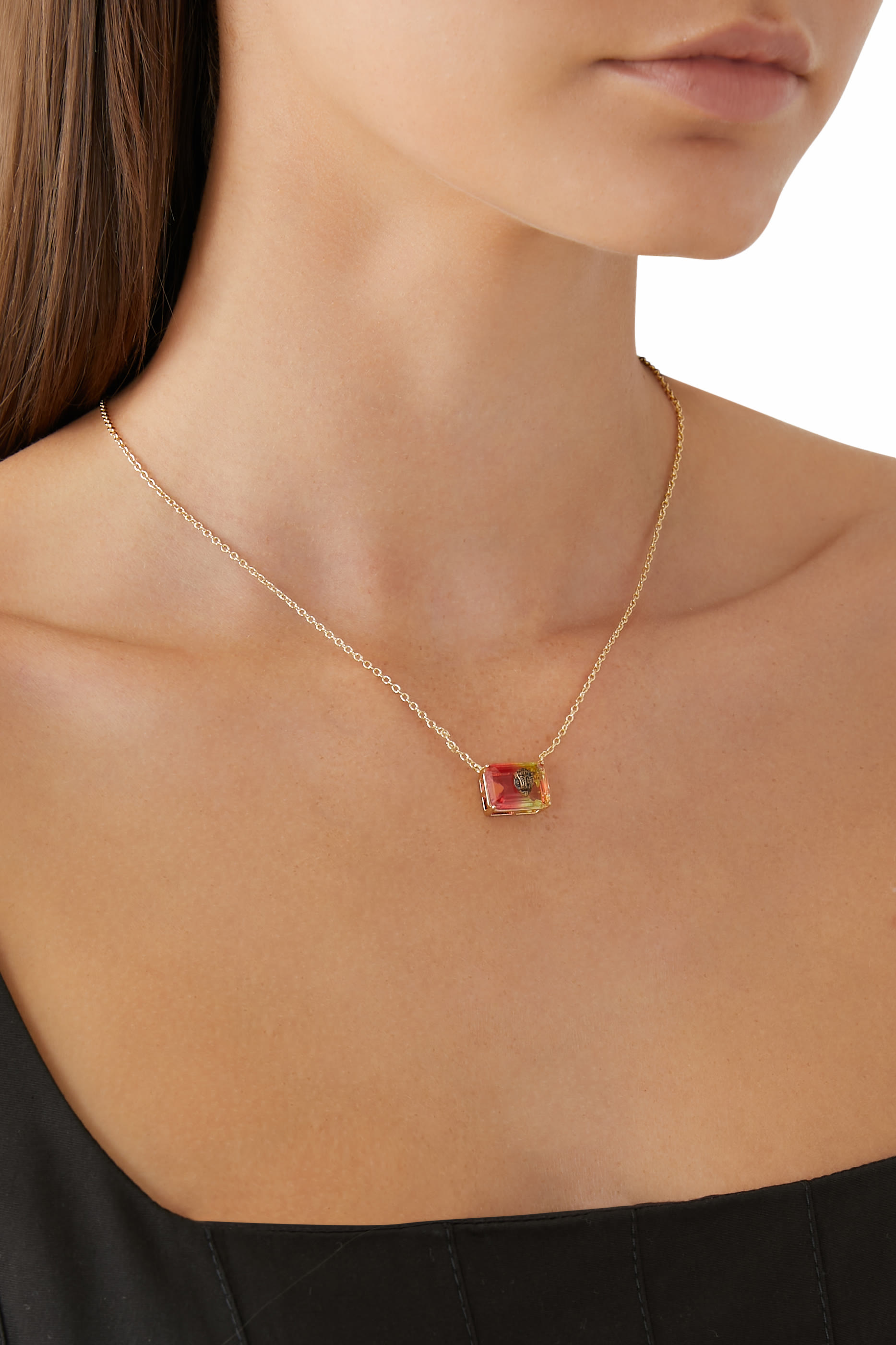 قلادة مرصعة بكريستال والتورمالين شبه الثمين، نحاس