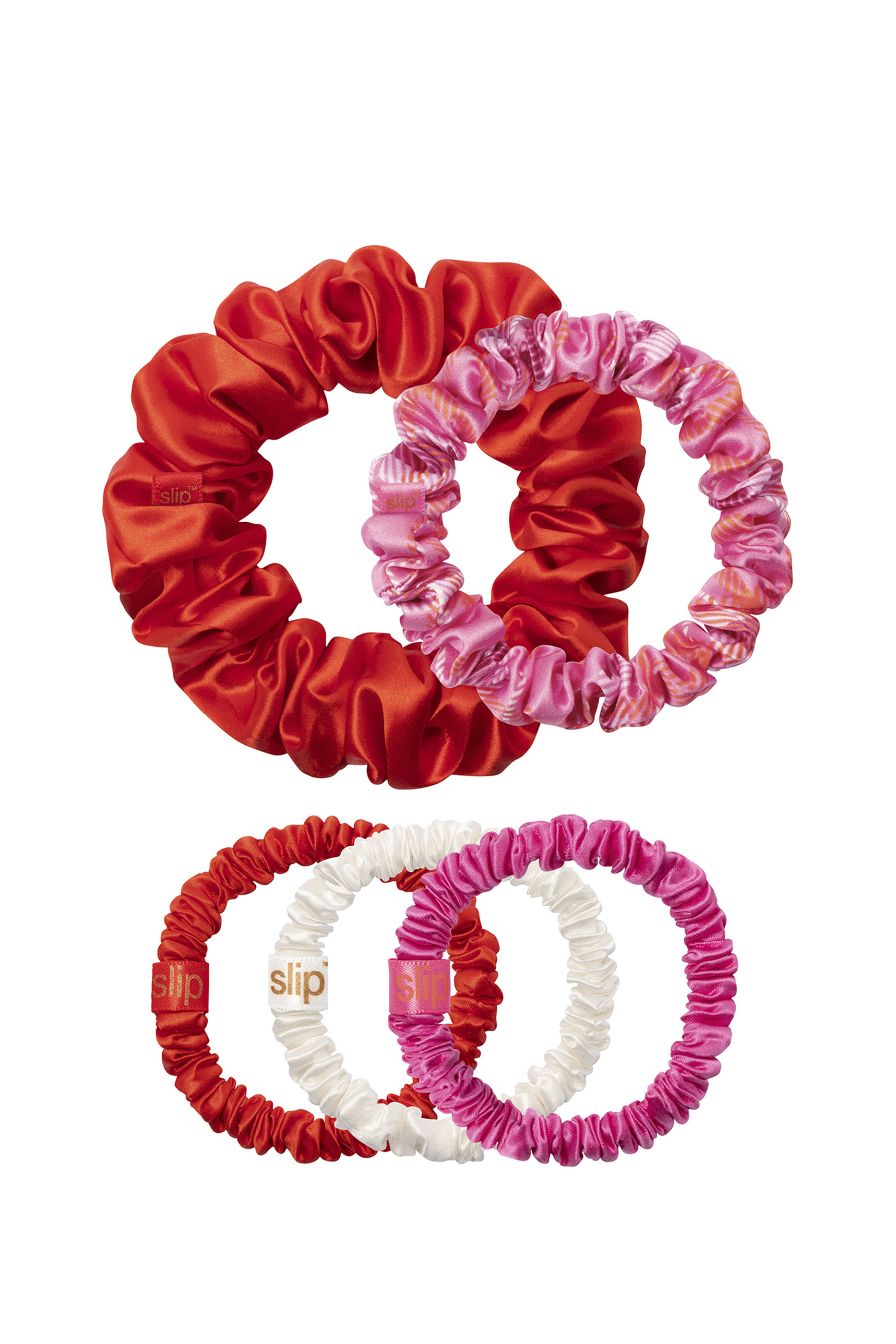 طقم ربطات شعر كراكر بلون قرمزي