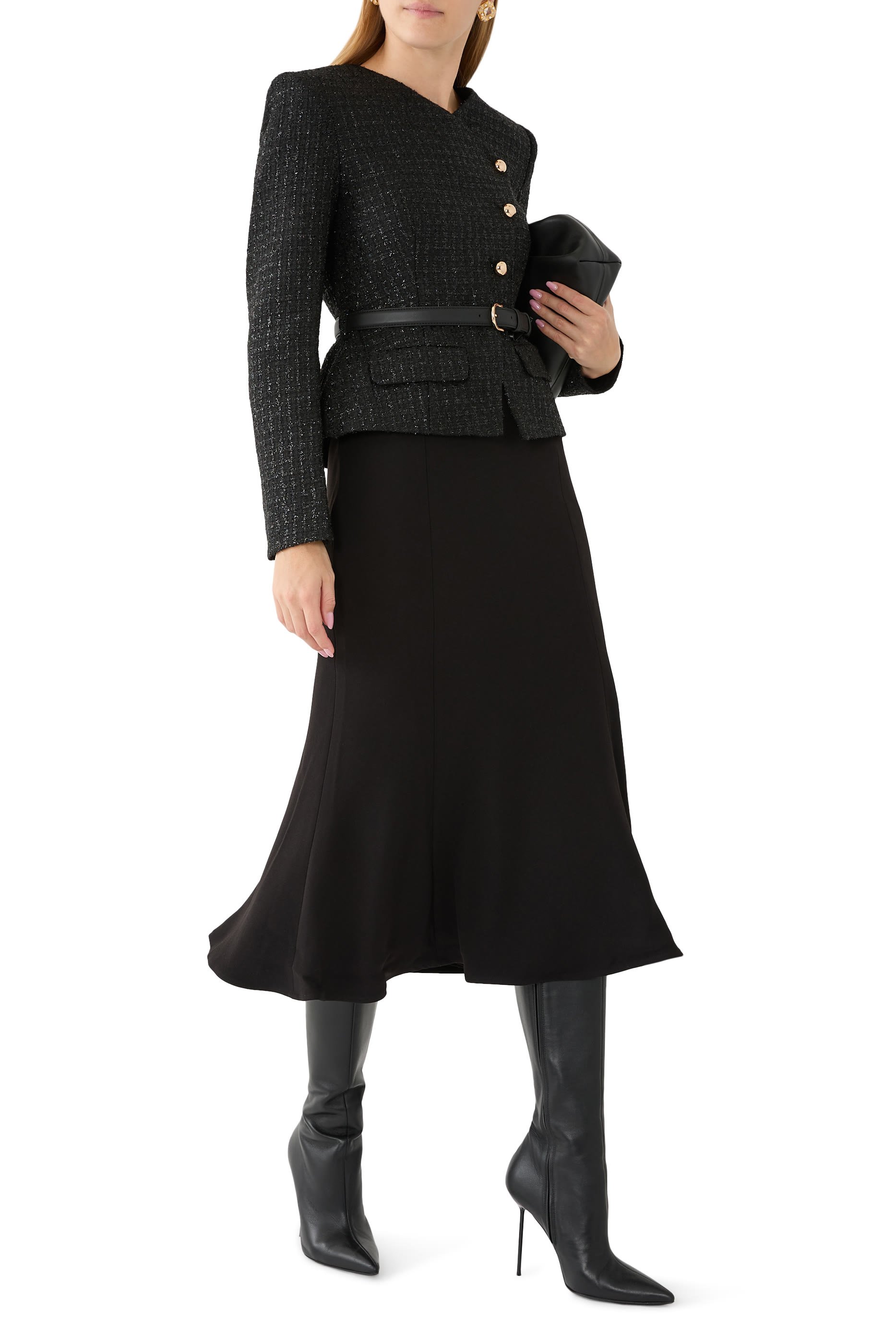 فستان متوسط الطول بتصميم غير متماثل بوكليه