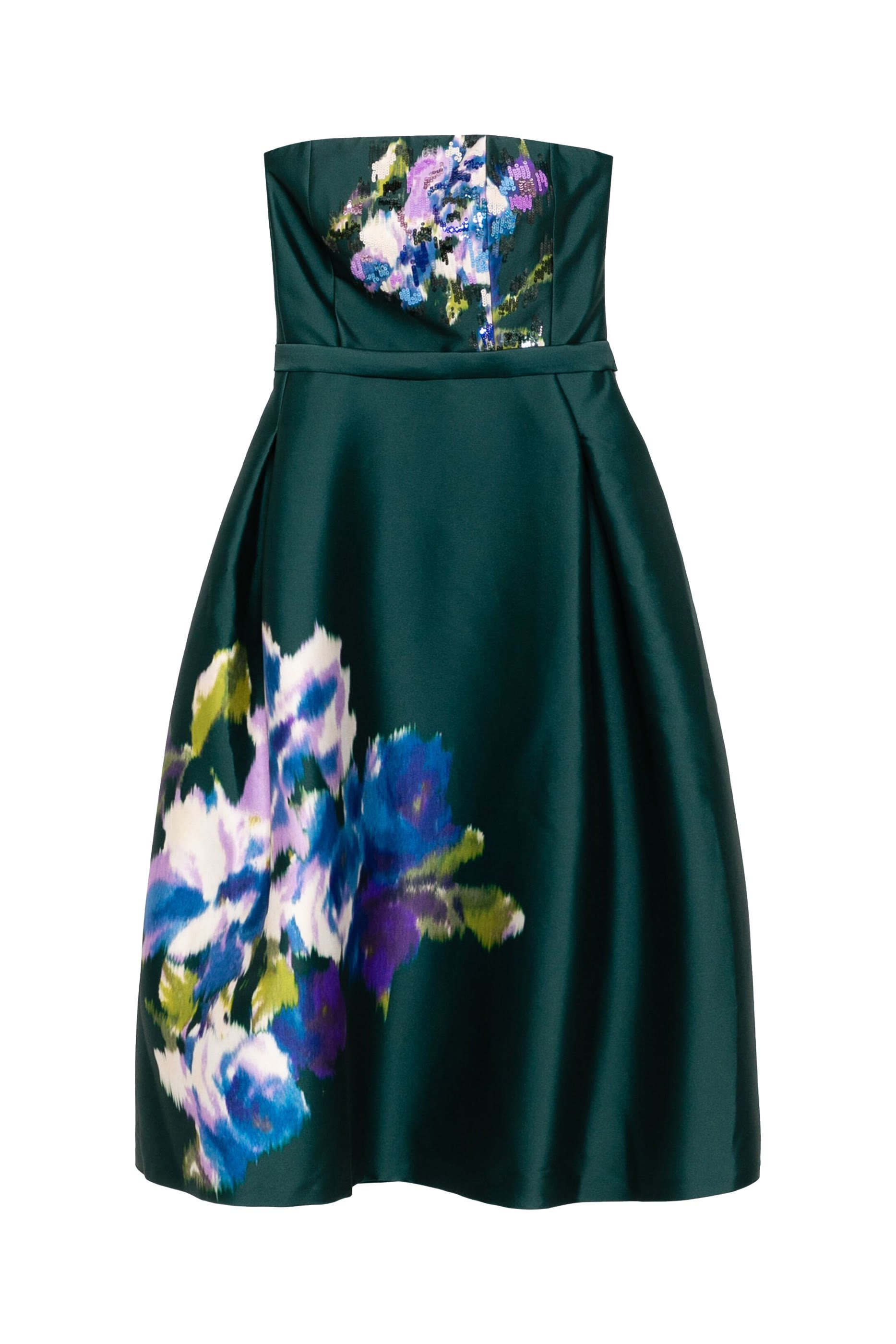 فستان شاي بنقشة إيكات بلون أخضر غامق