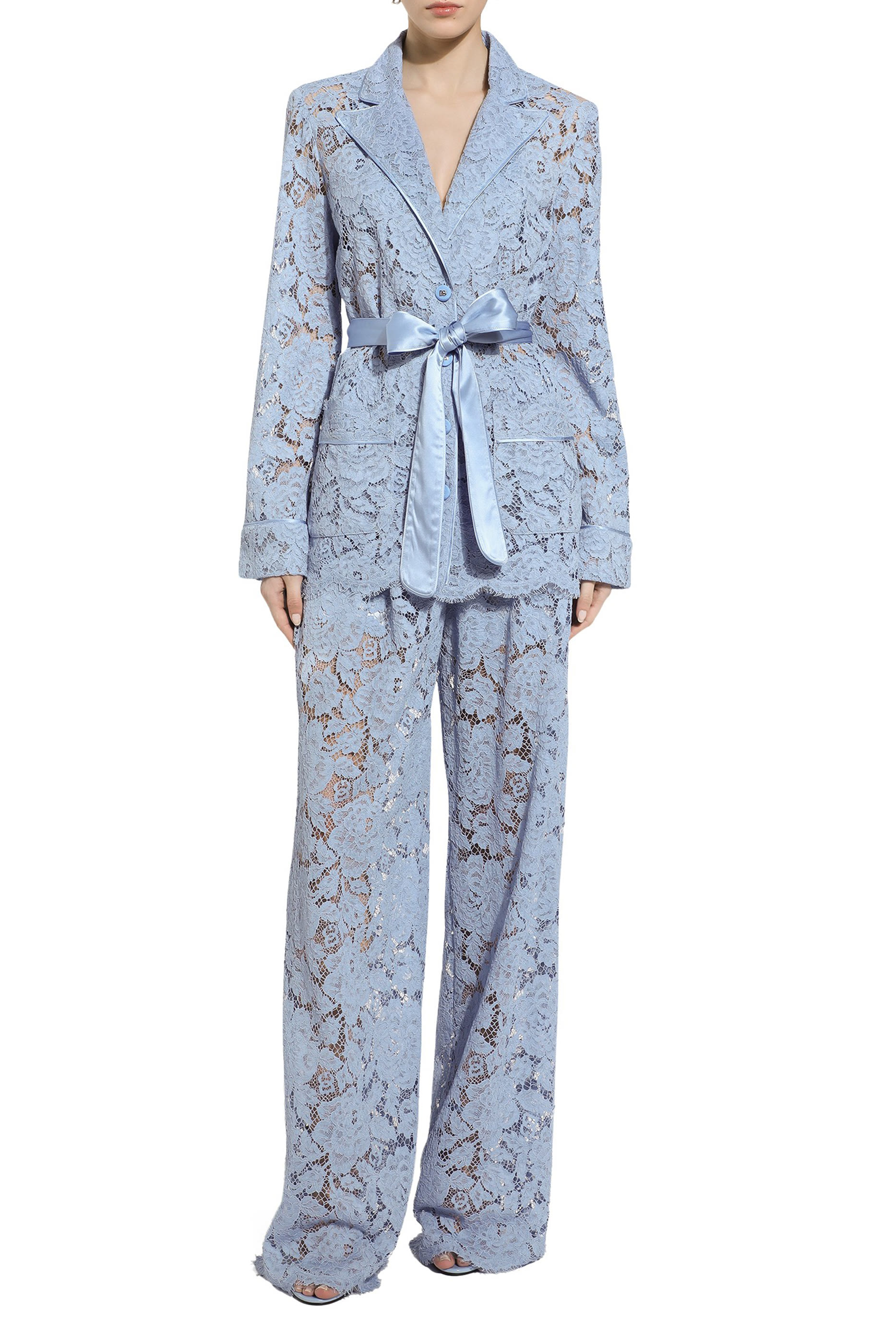 قميص بيجامة دانتيل كوردونيتو بنقشة زهور