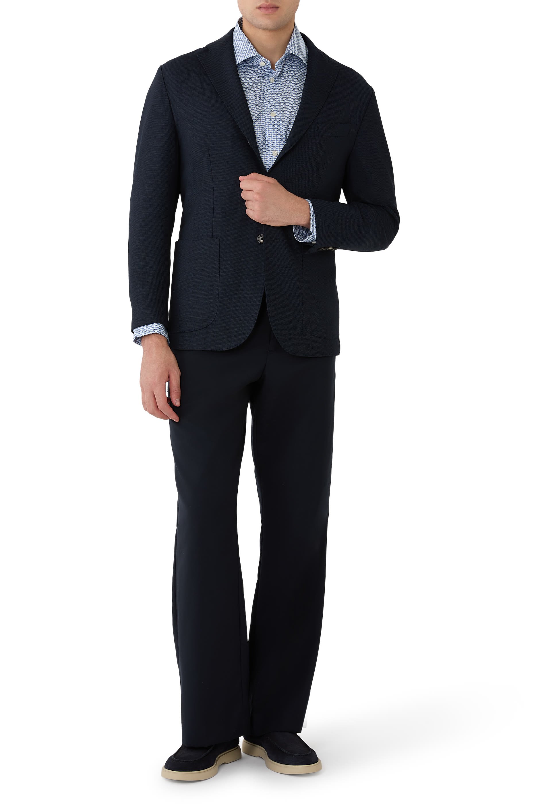 قميص تويل مميز للماركة بنقشة هندسية