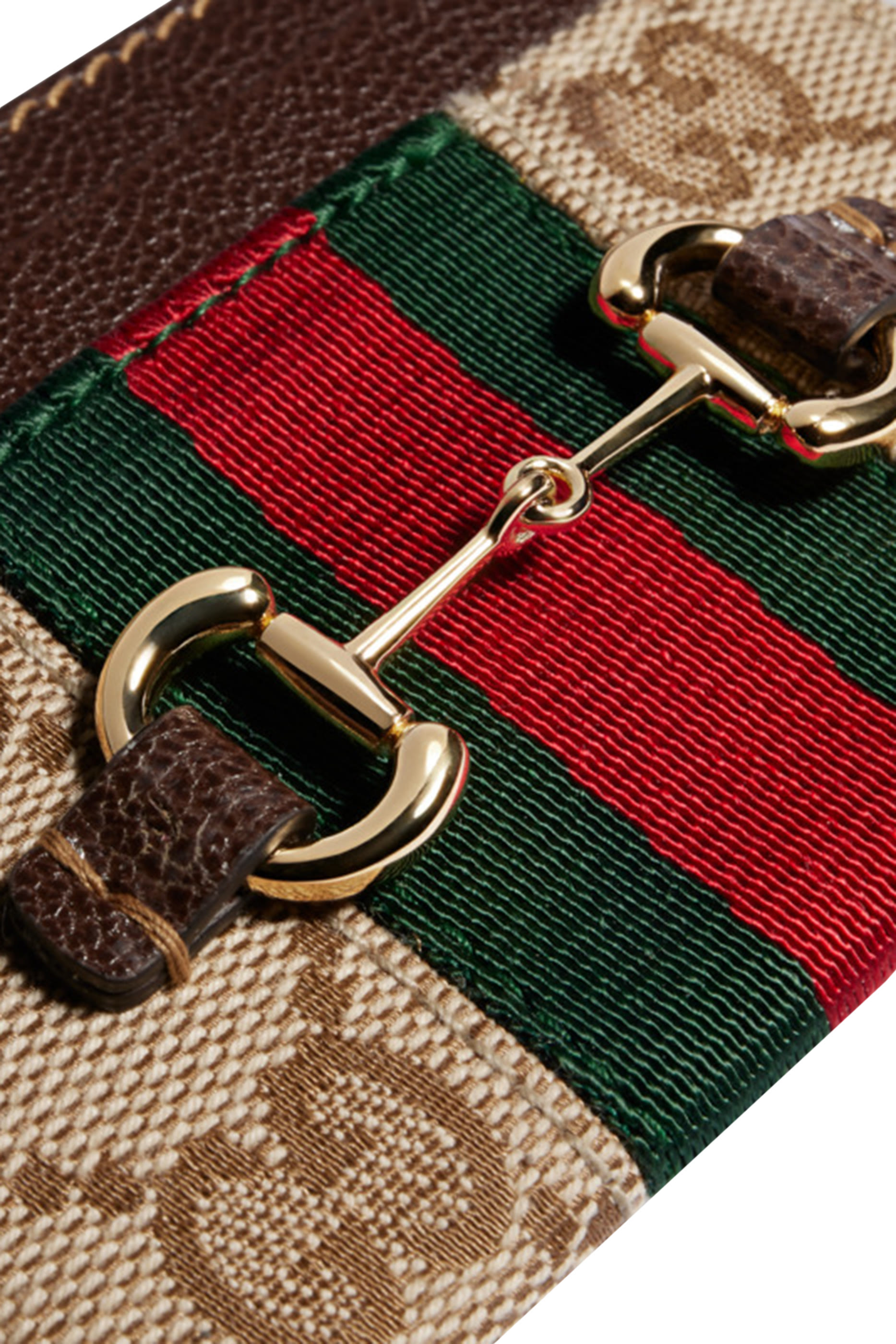 حافظة بطاقات بشريط ويب وحلية لجام الحصان