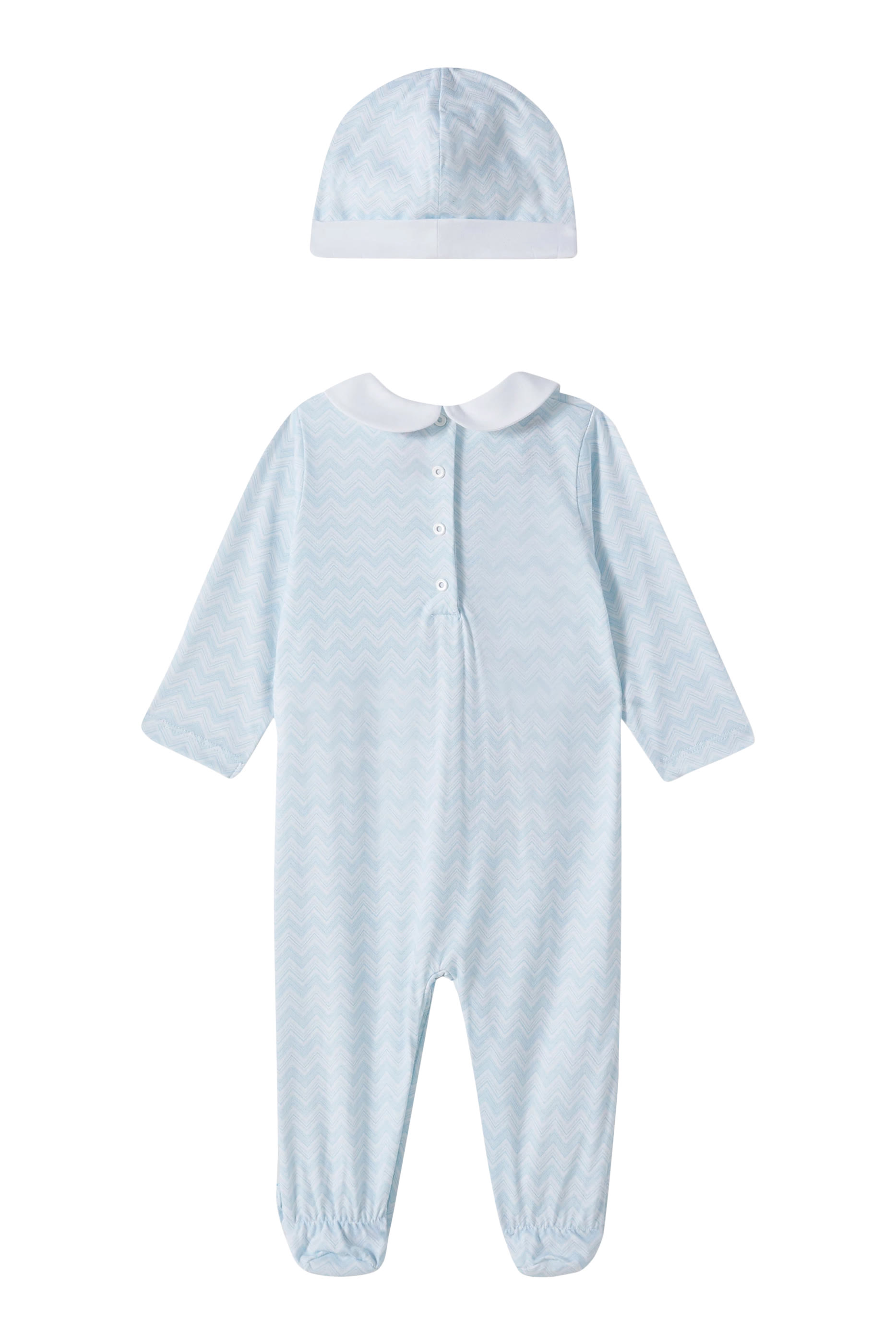 طقم بدلة بنقشة خطوط متعرجة وقبعة بيني للأطفال