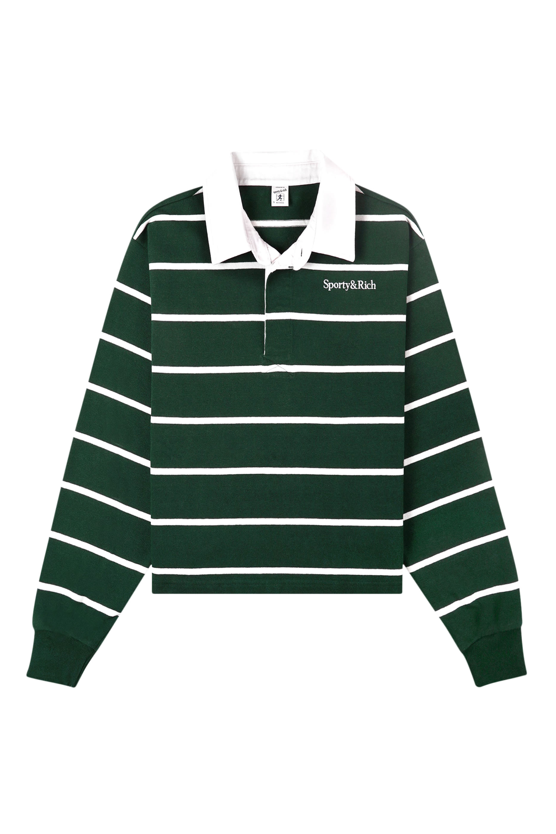 قميص بولو رجبي بقصة قصيرة وشعار الماركة بخط سيريف