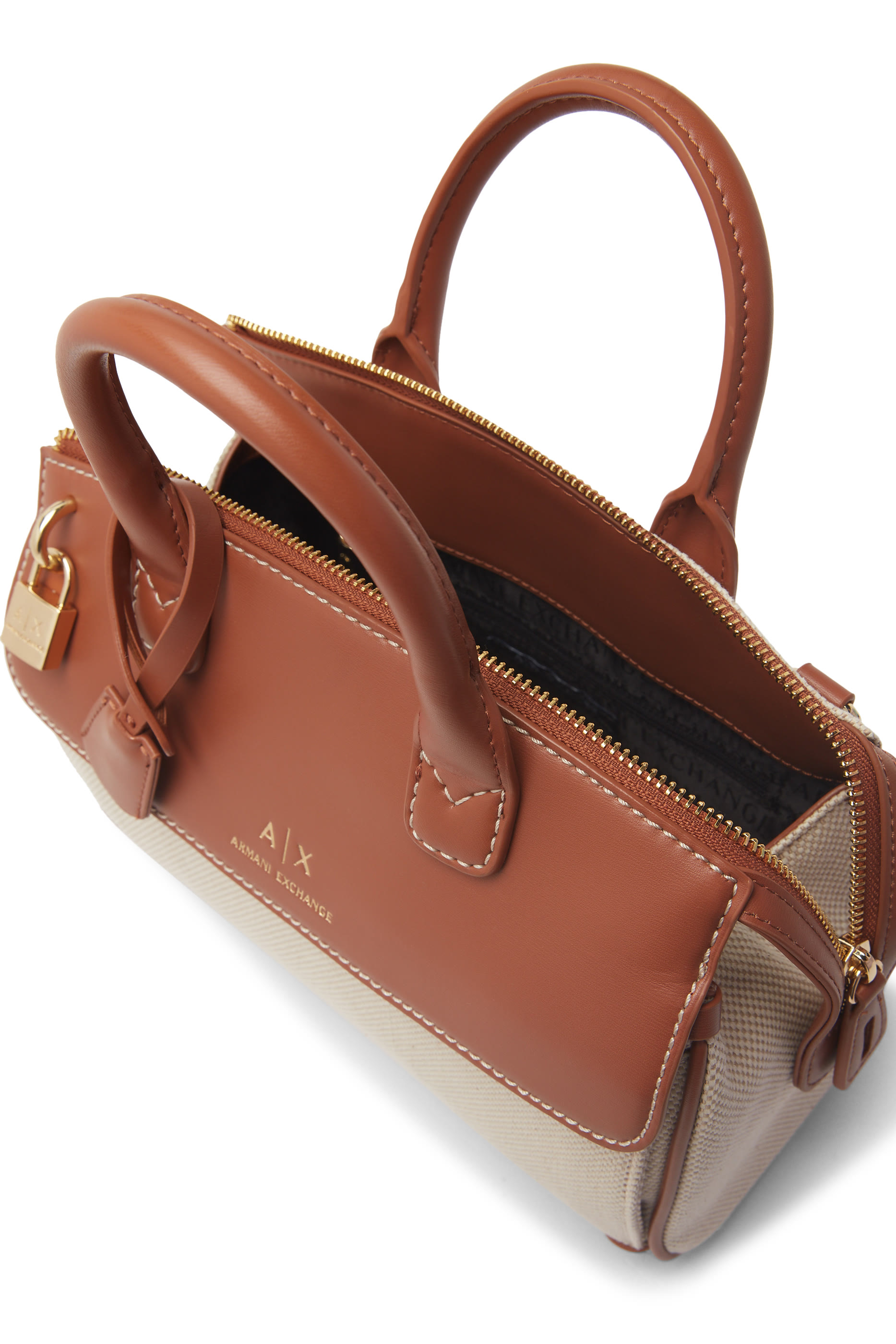 حقيبة يد جاين قماش قنب بنقشة شعار الماركة