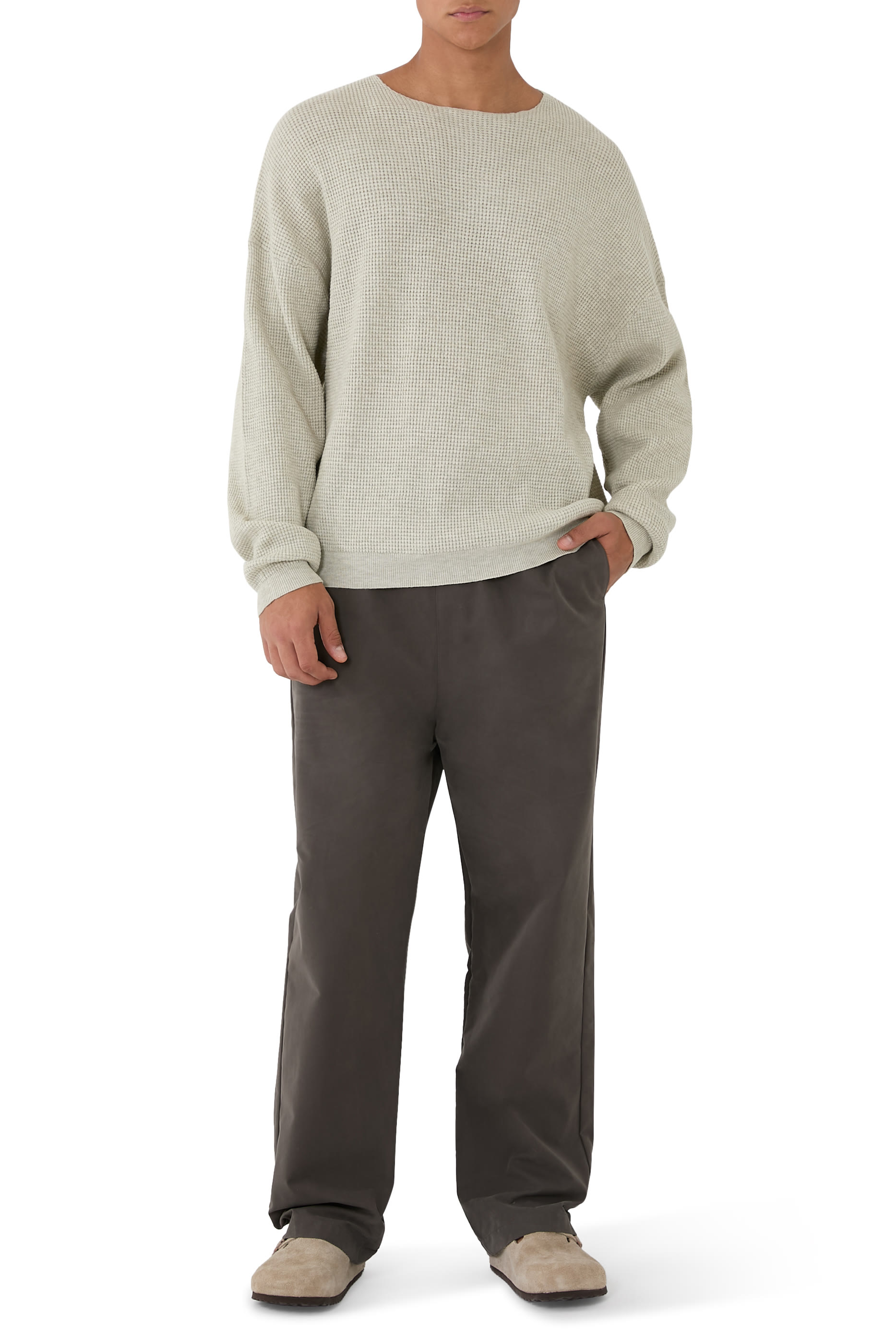 كنزة بياقة ضيقة نسيج متشابك