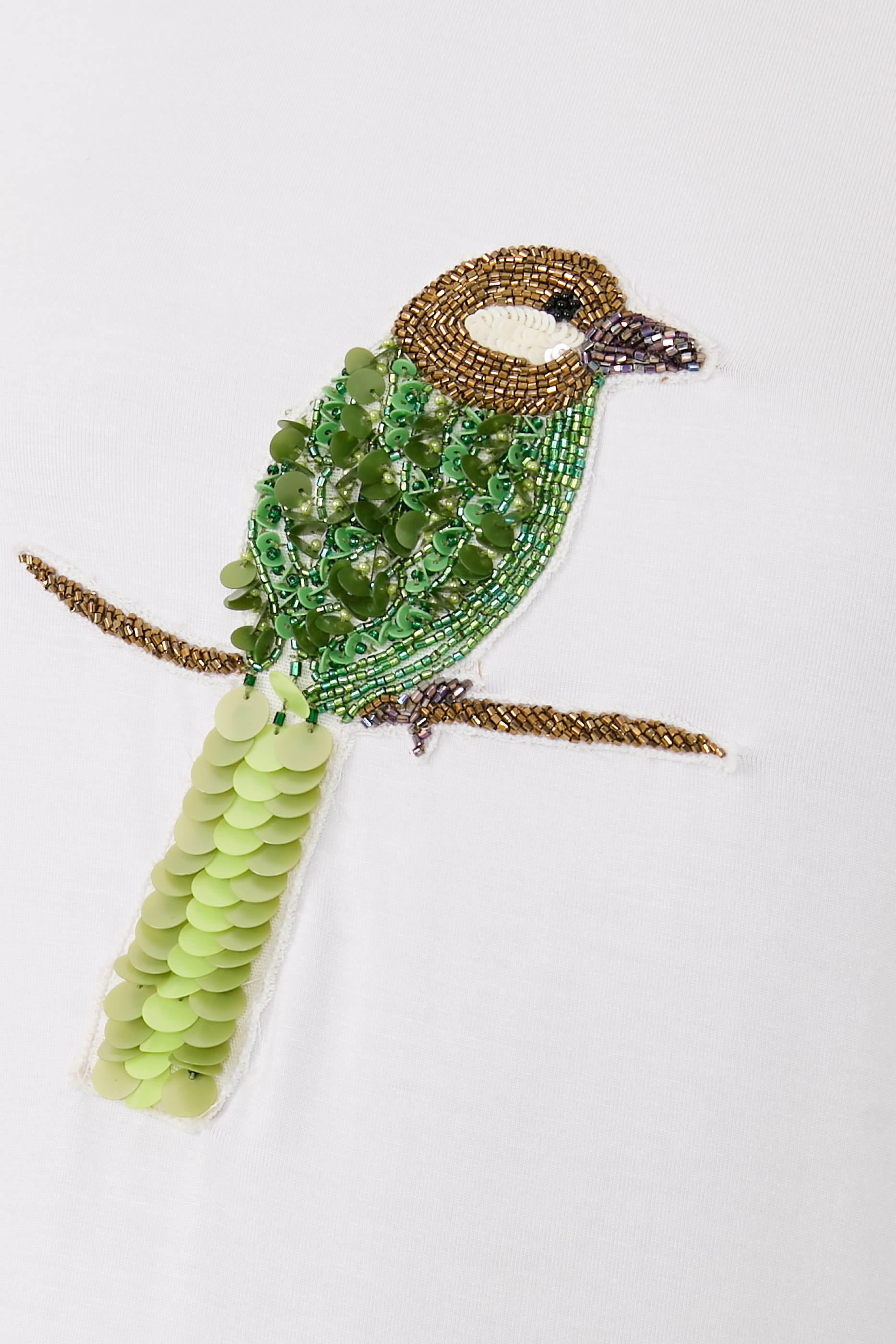 بلوزة بلا أكمام مطرزة يدويا بخرز بتصميم ببغاء