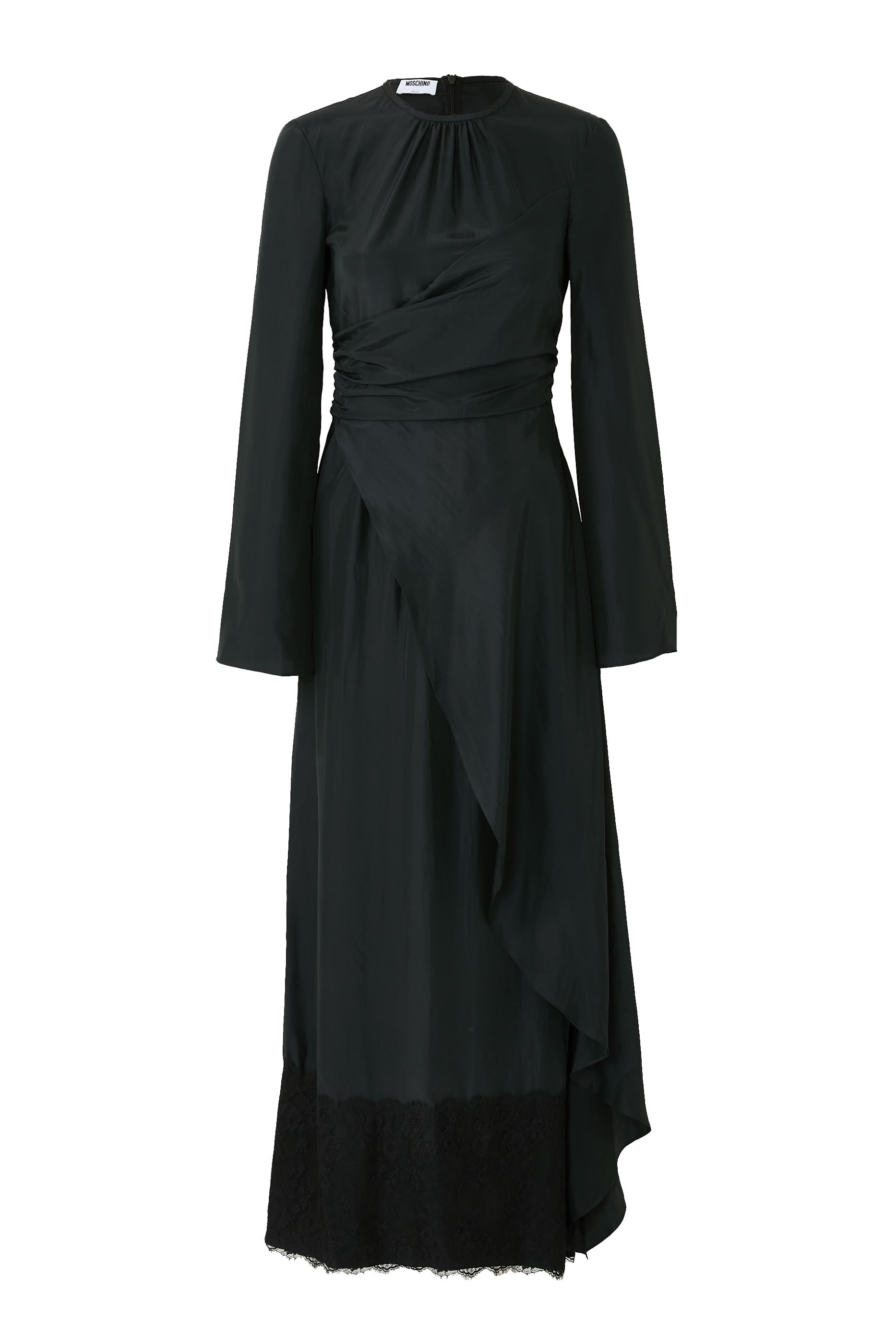 فستان هابوتاي طويل بأكمام طويلة ولمسة من الدانتيل