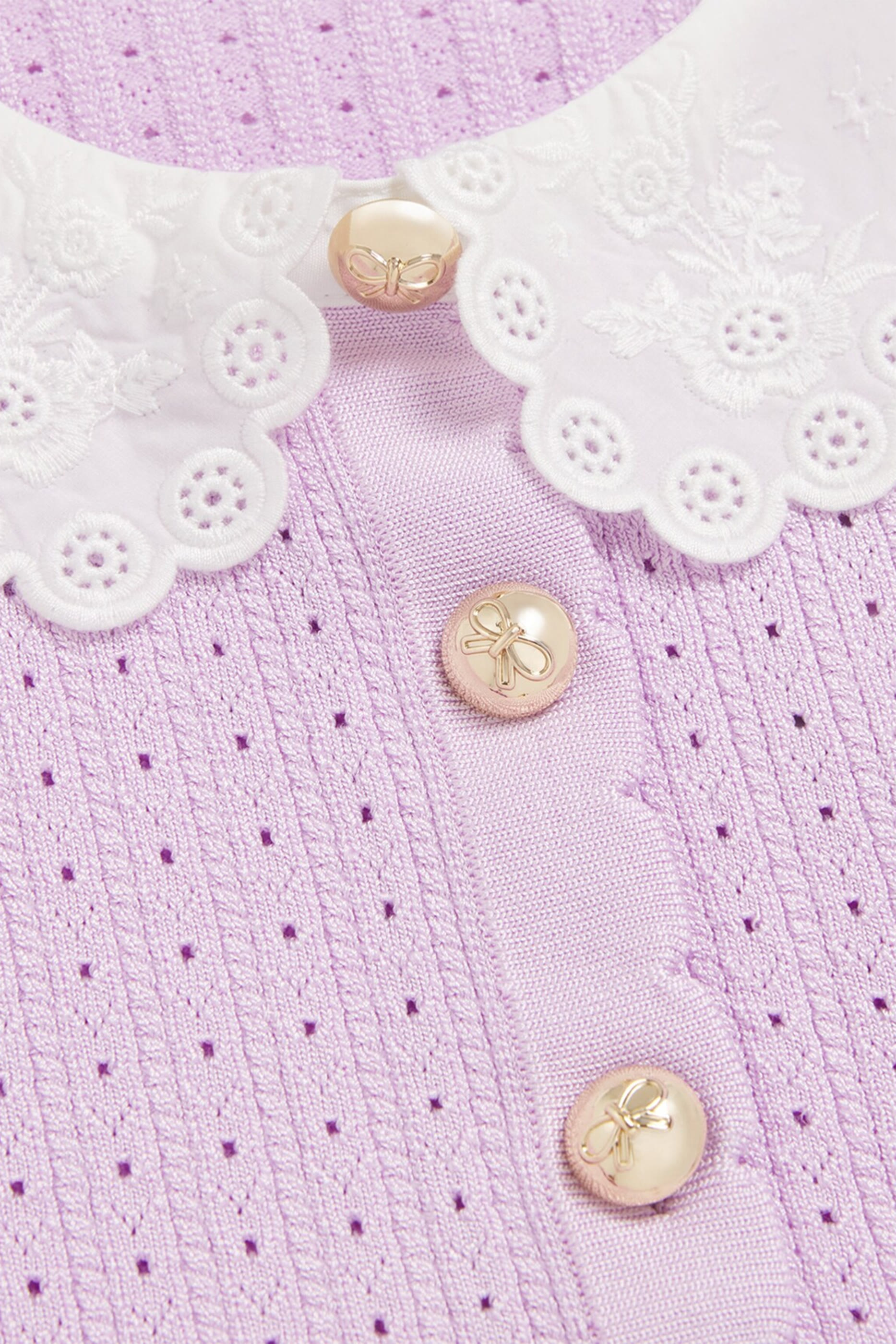 كارديغان منسوج بوانتيل بتصميم مضلع للأطفال