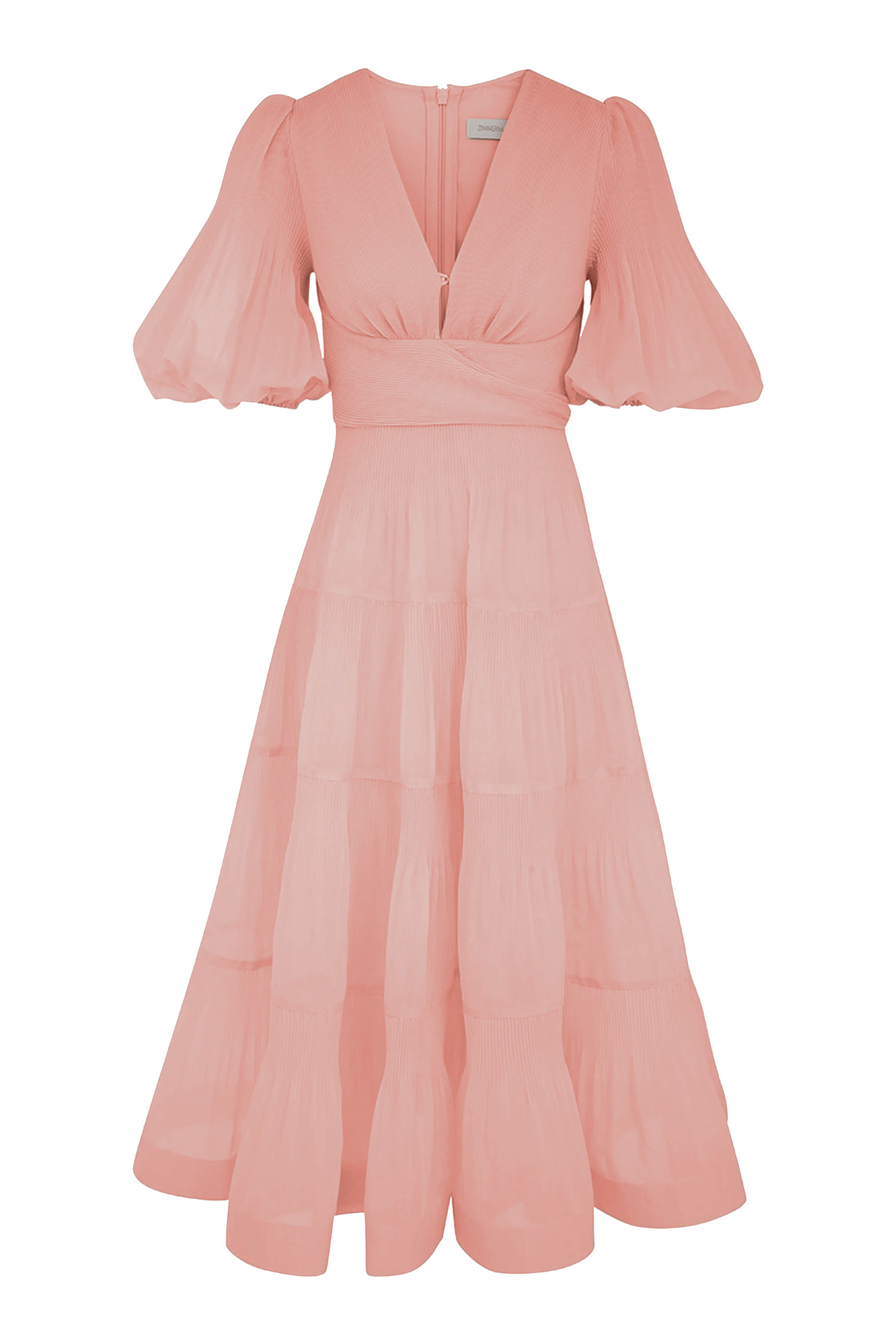 فستان متوسط الطول بطيات