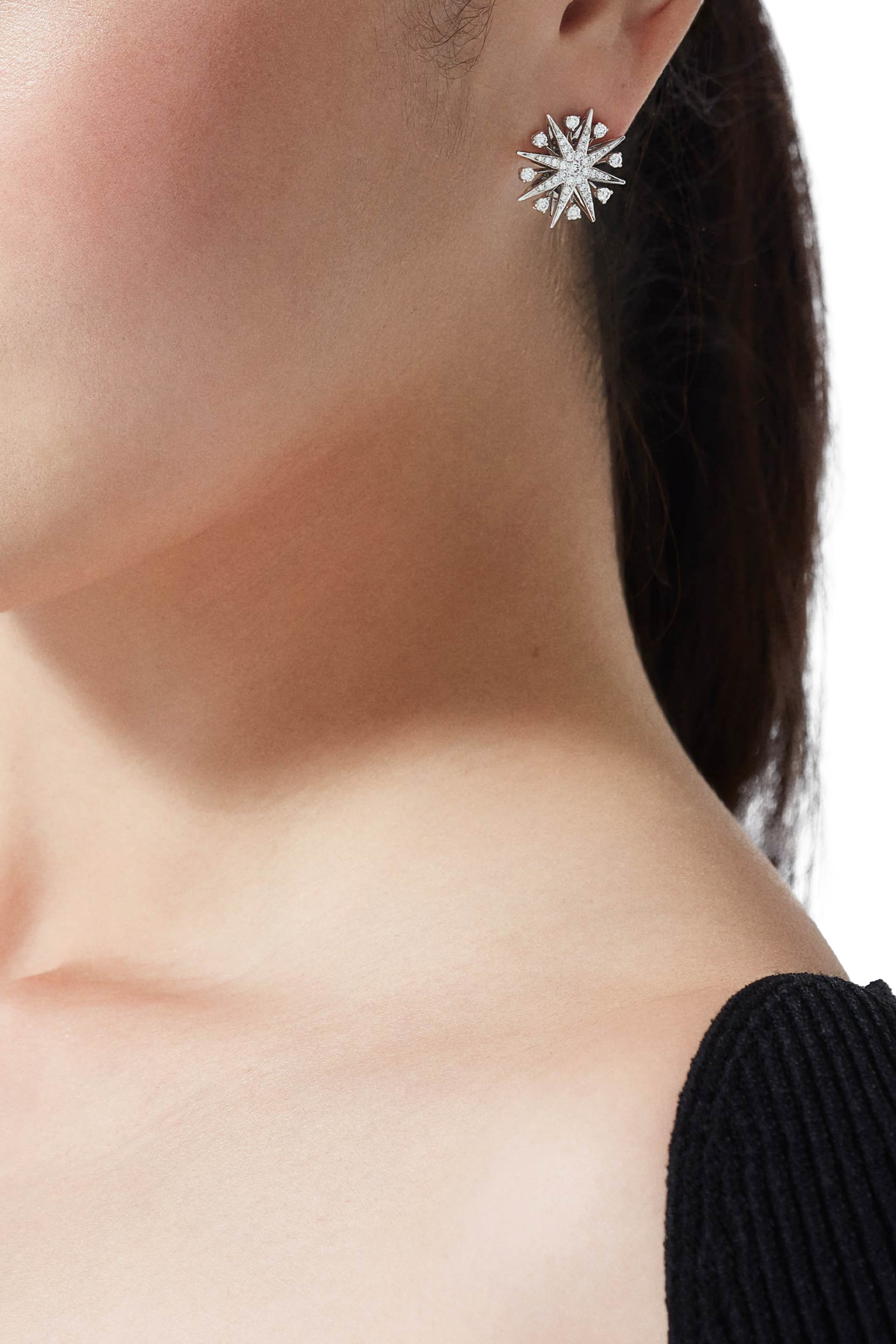 أقراط ستارلايت مرصعة بالماس، ذهب أبيض