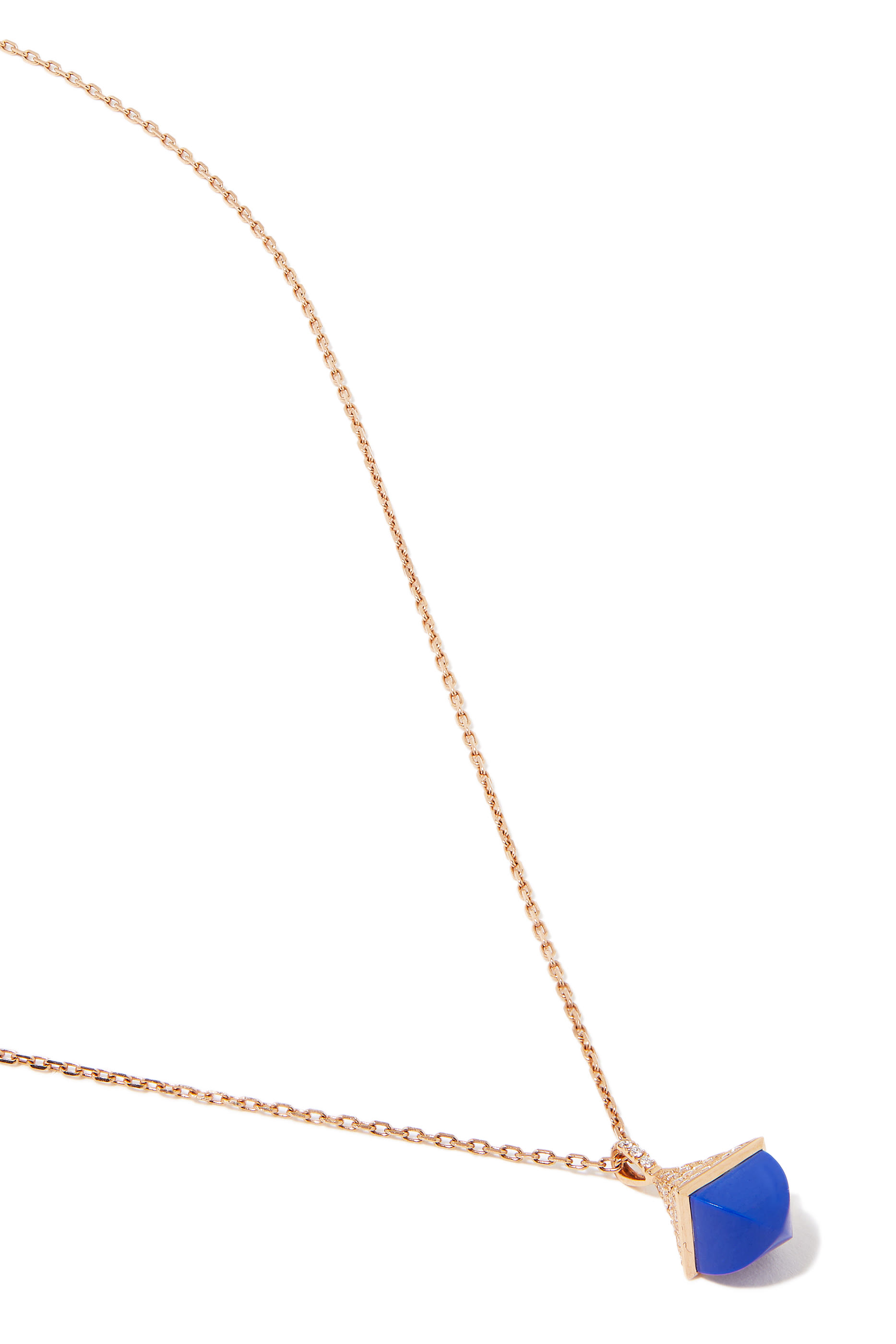 قلادة كليو بدلاية ريف صغيرة مرصعة بالماس والازورد ذهب وردي عيار 18