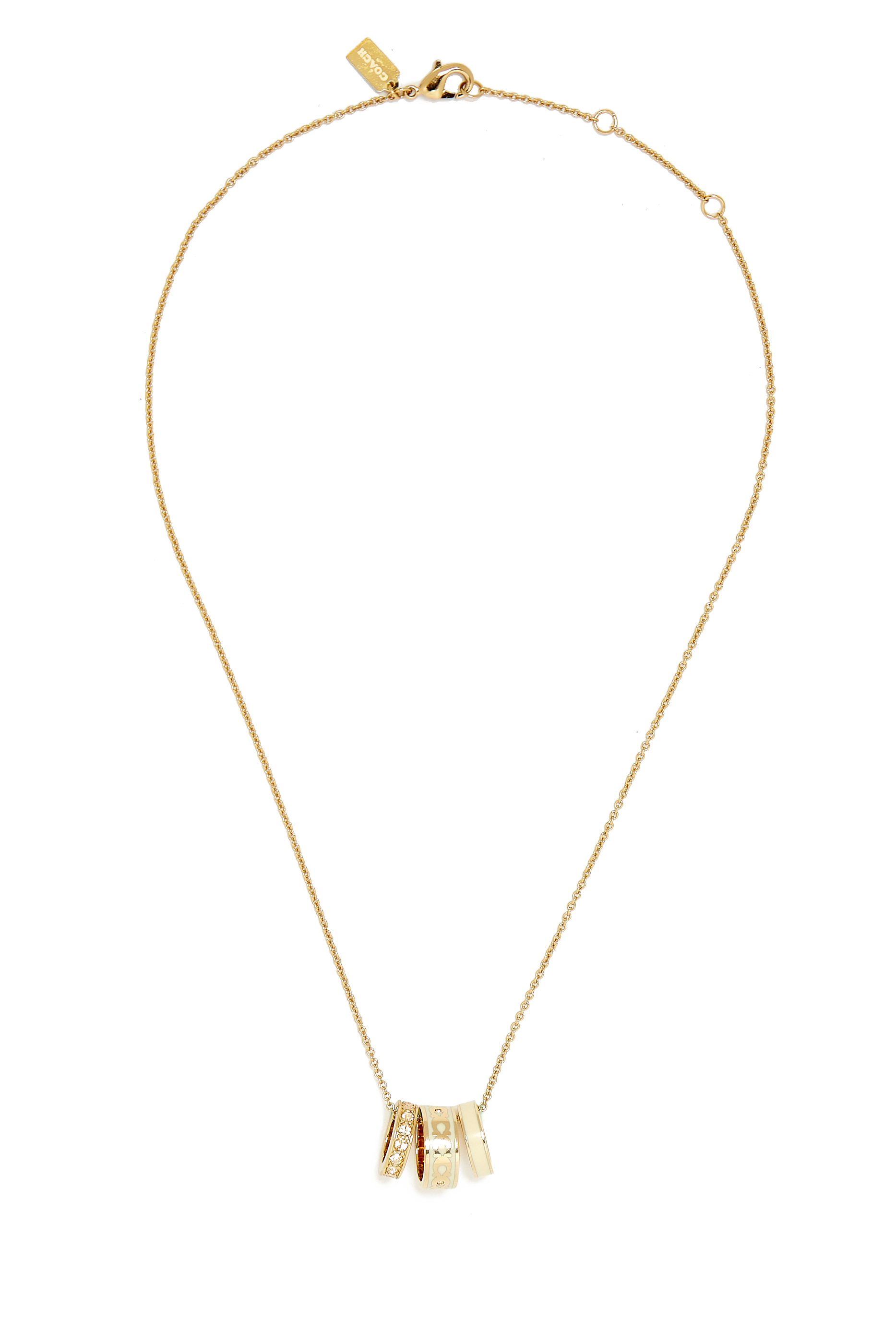 قلادة بدلايات دائرية بشعار حرف الماركة بمينا