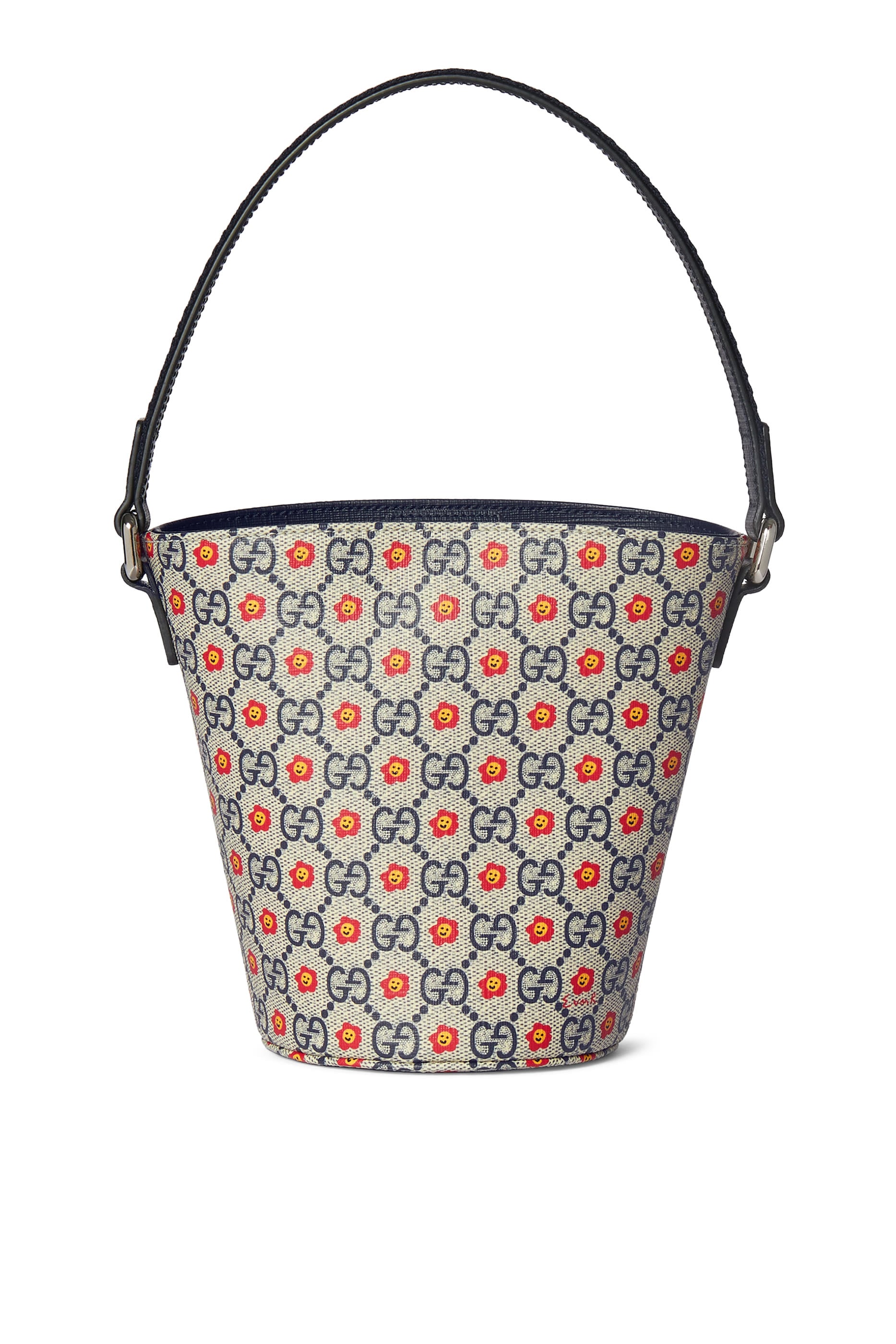 Kids GG Allover Flowers Print Bucket Bag