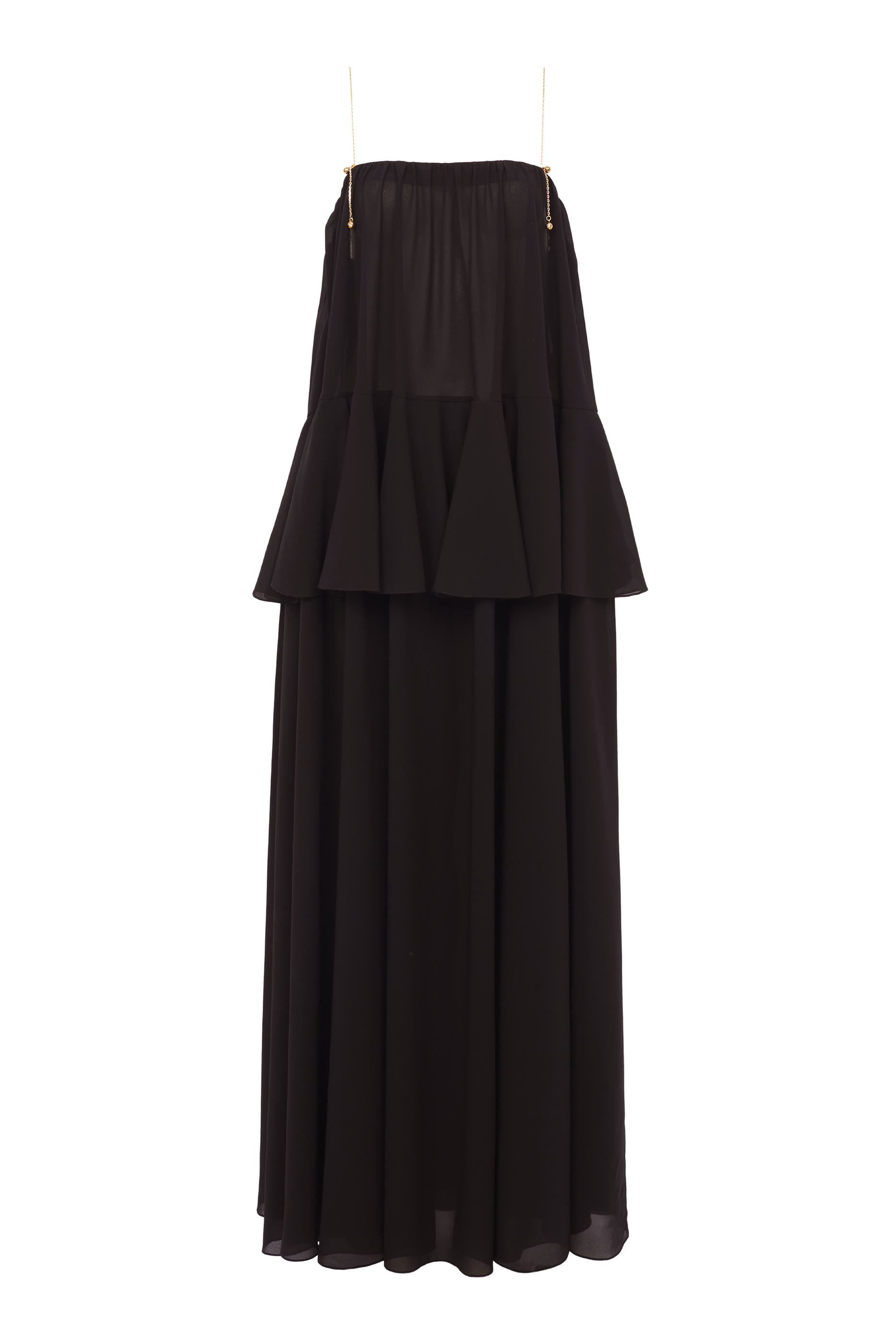 فستان جورجيت طويل بلا أكمام حرير