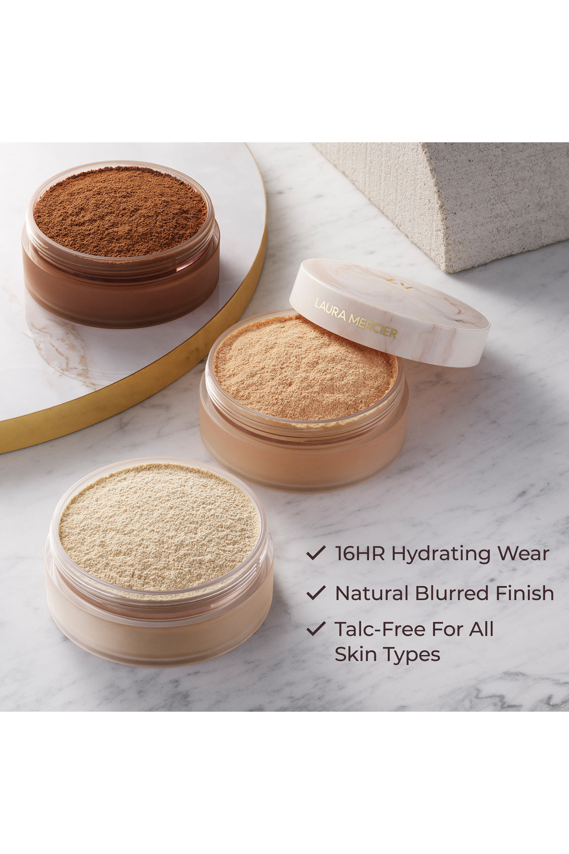 بودرة سائبة شفافة لتثبيت المكياج وإخفاء العيوب خالية من التلك