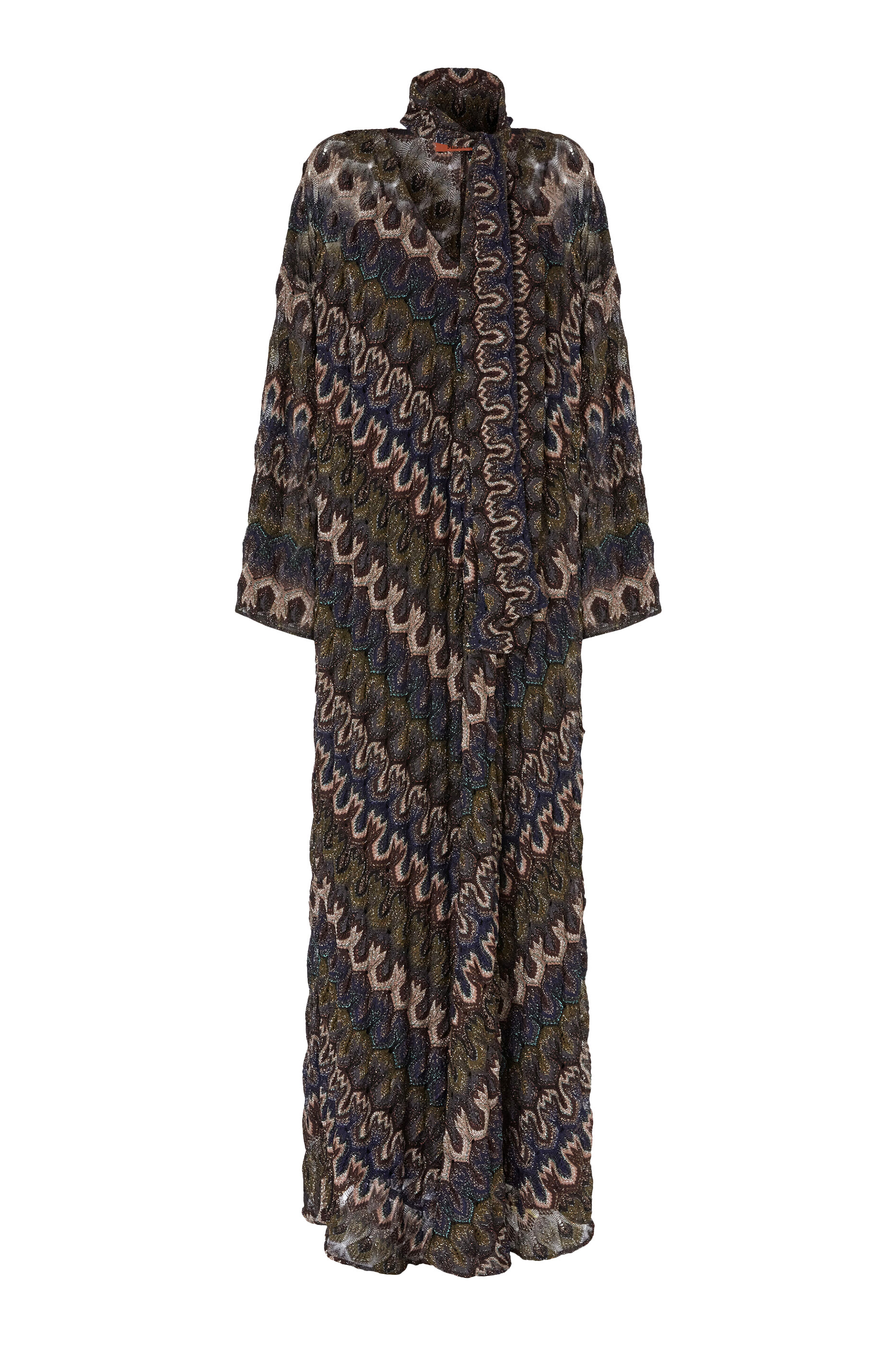 فستان طويل بوشاح قابل للإزالة فيسكوز لامع