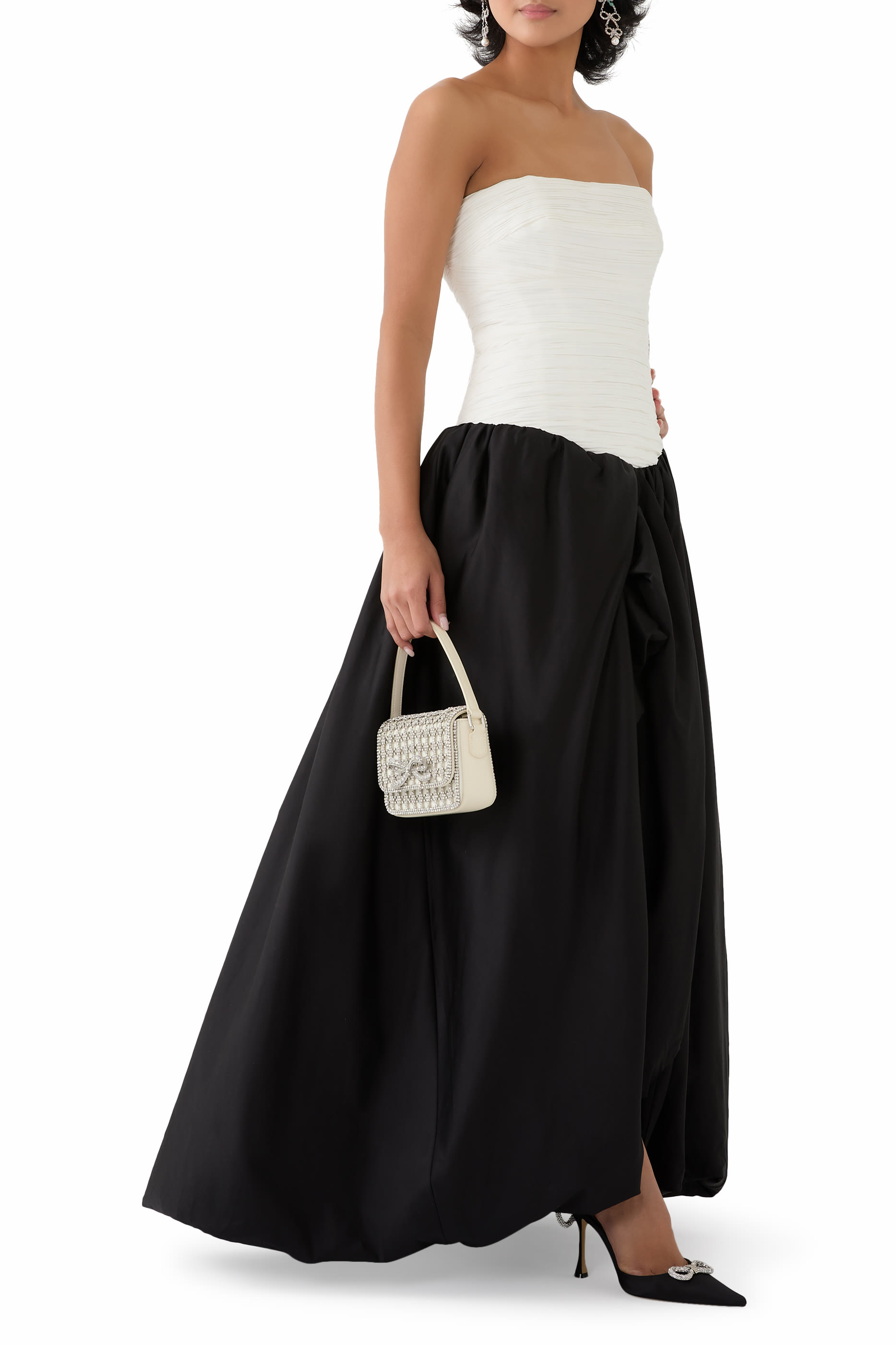 فستان فيوليت طويل بحافة منفوخة