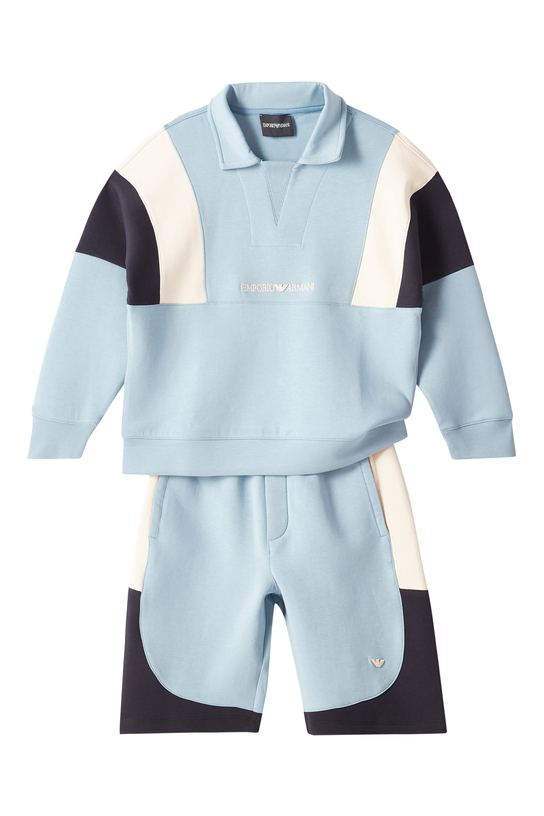 شورت مقسم بألوان جرسيه مزدوج للأطفال